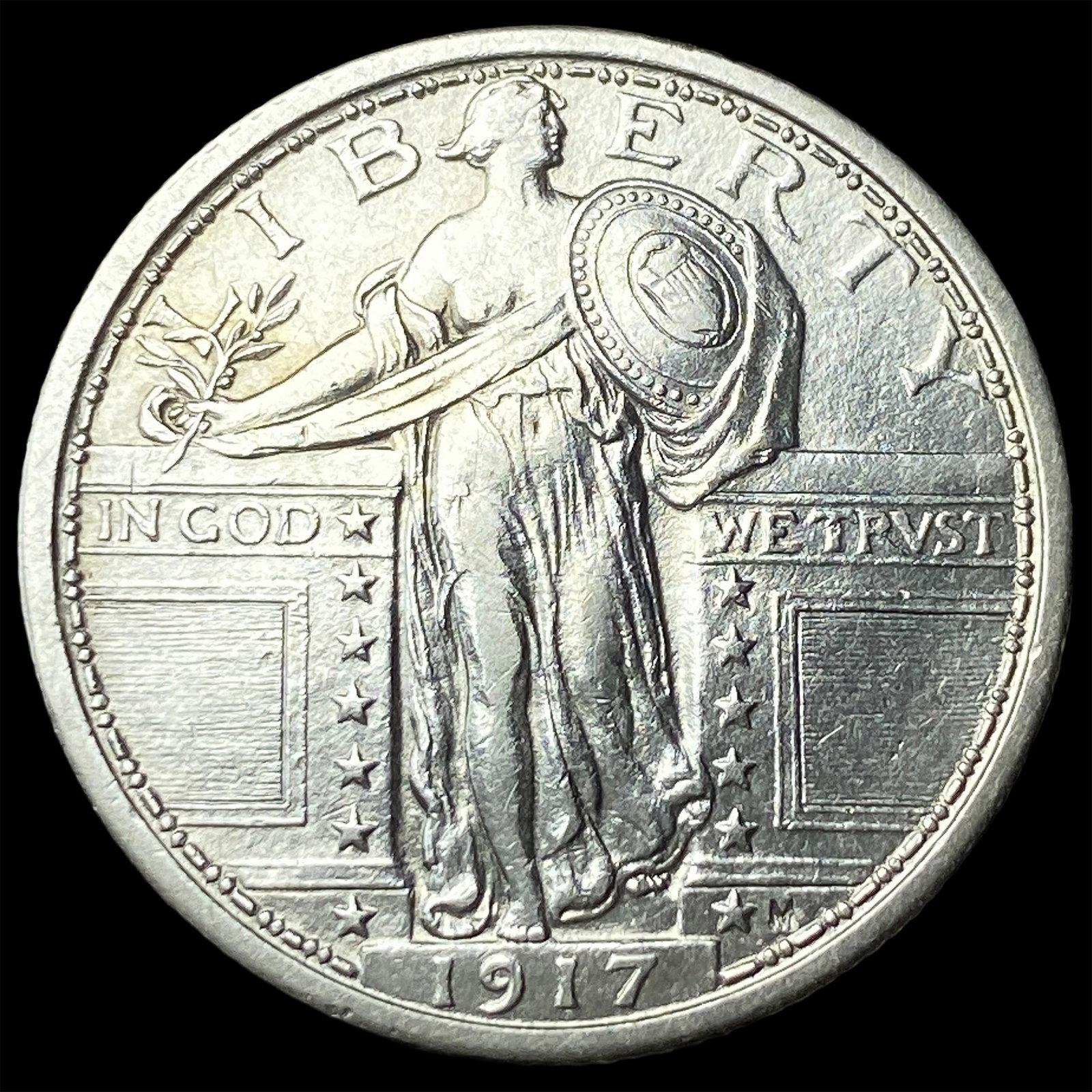 1917 Type 1 Standing Liberty Quarter CLOSELY UNCIRCULATED: 1917 Type 1 Standing Liberty Quarter CLOSELY UNCIRCULATED