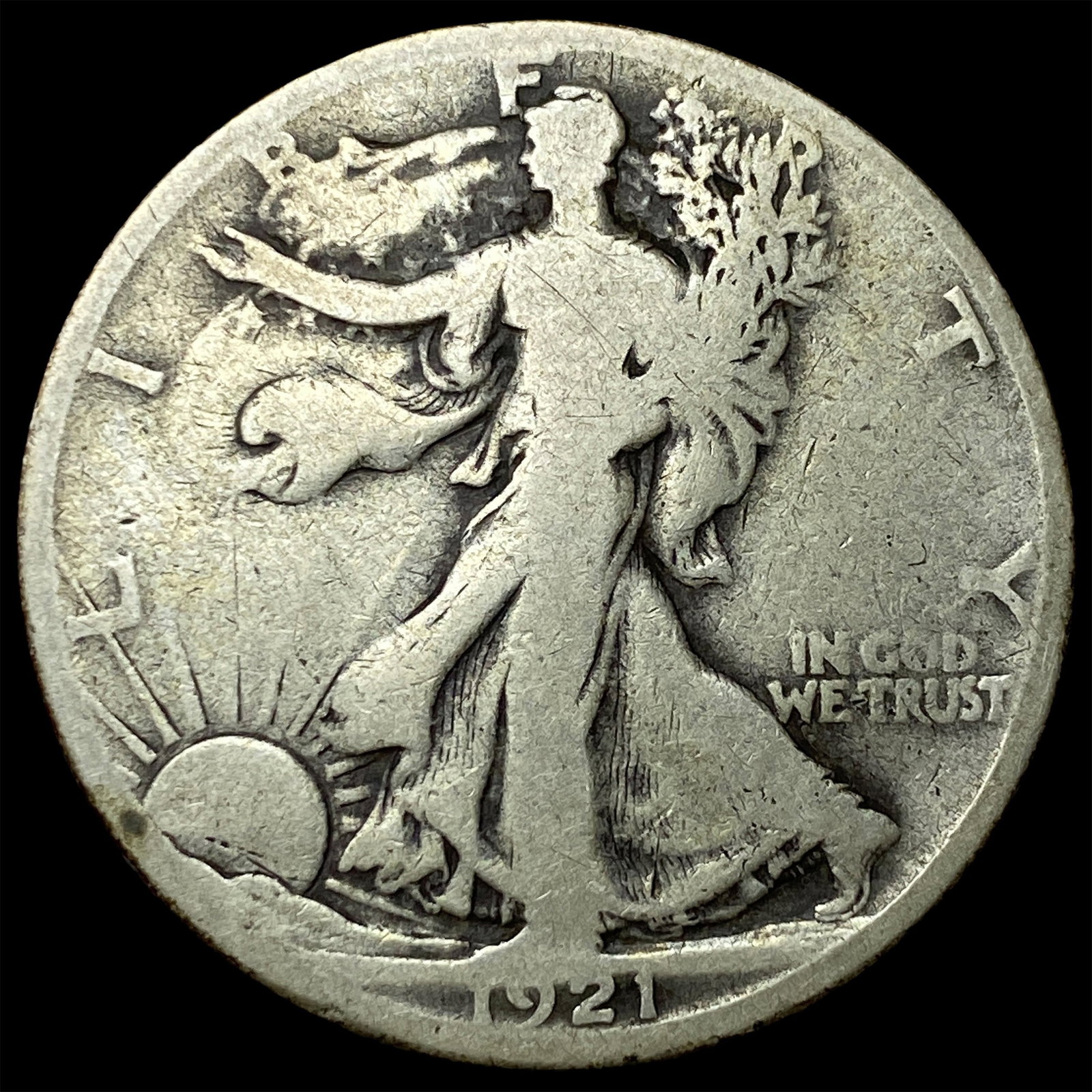 1921-S Silver Walking Liberty Half Dollar NICELY CIRCULATED: 1921-S Silver Walking Liberty Half Dollar NICELY CIRCULATED