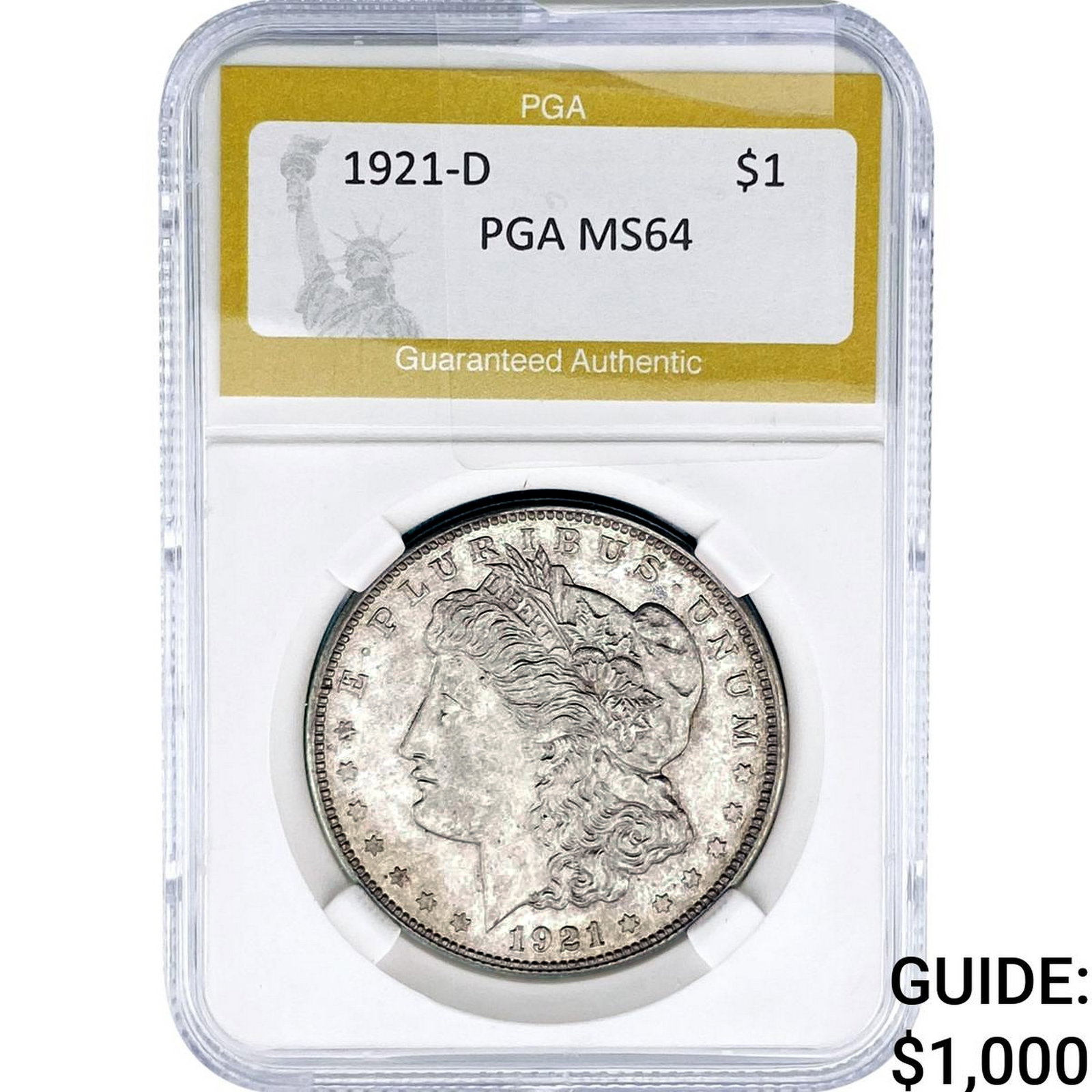 1921-D Morgan Silver Dollar PGA MS64: 1921-D Morgan Silver Dollar PGA MS64