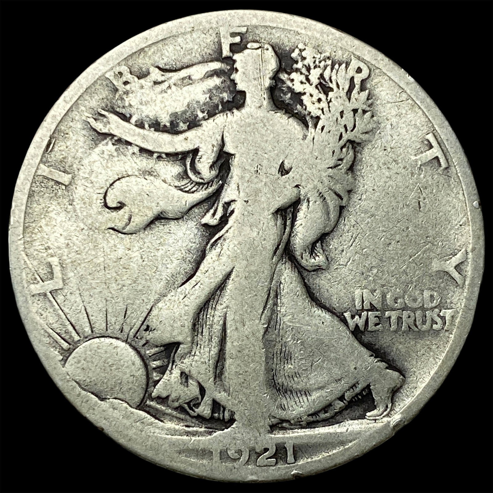 1921-S Silver Walking Liberty Half Dollar NICELY CIRCULATED: 1921-S Silver Walking Liberty Half Dollar NICELY CIRCULATED