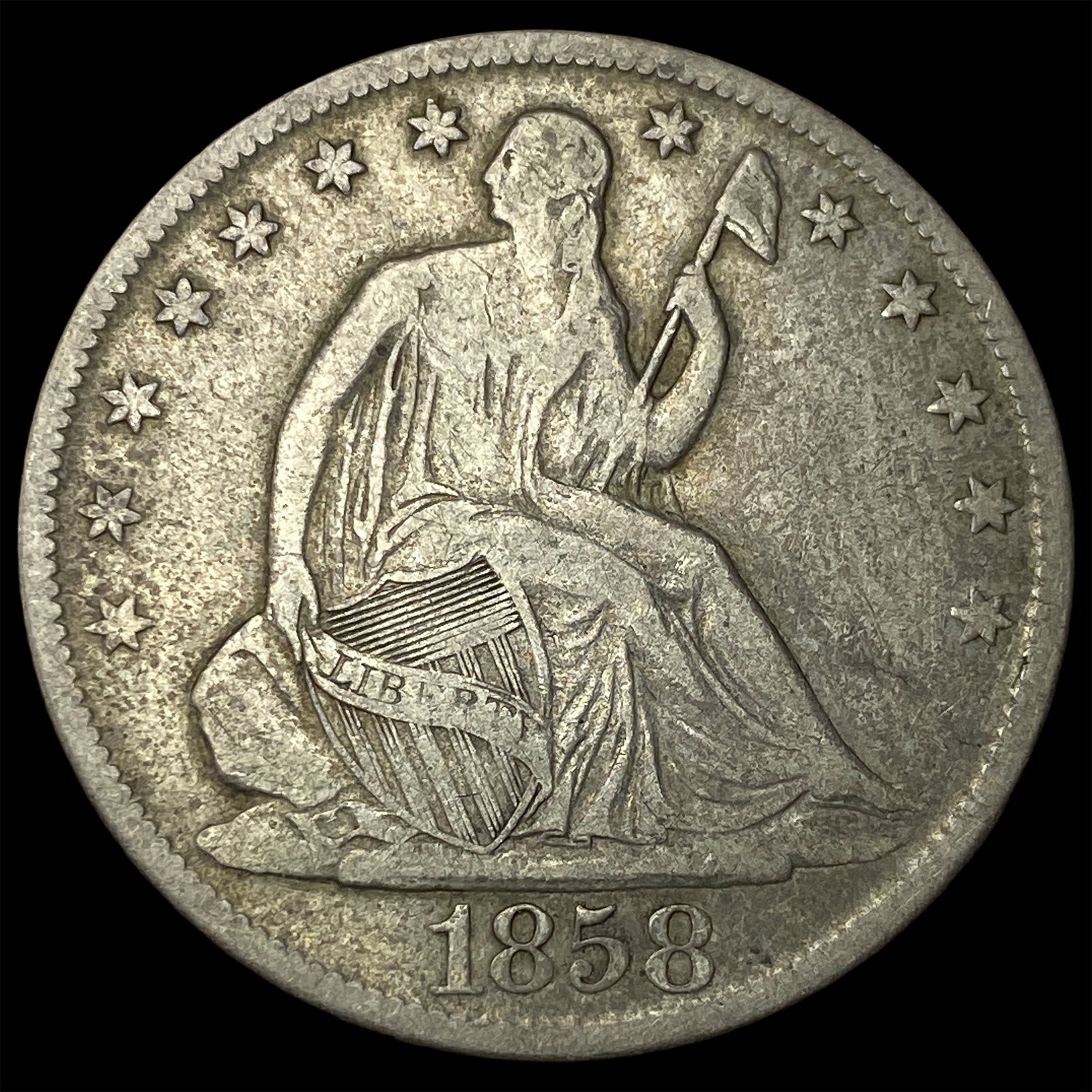 1858-O Seated Liberty Half Dollar LIGHTLY CIRCULATED: 1858-O Seated Liberty Half Dollar LIGHTLY CIRCULATED
