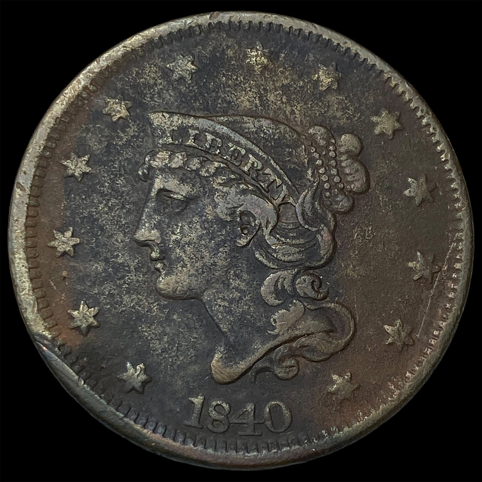 1840 Braided Hair Large Cent LIGHTLY CIRCULATED (1 of 2)