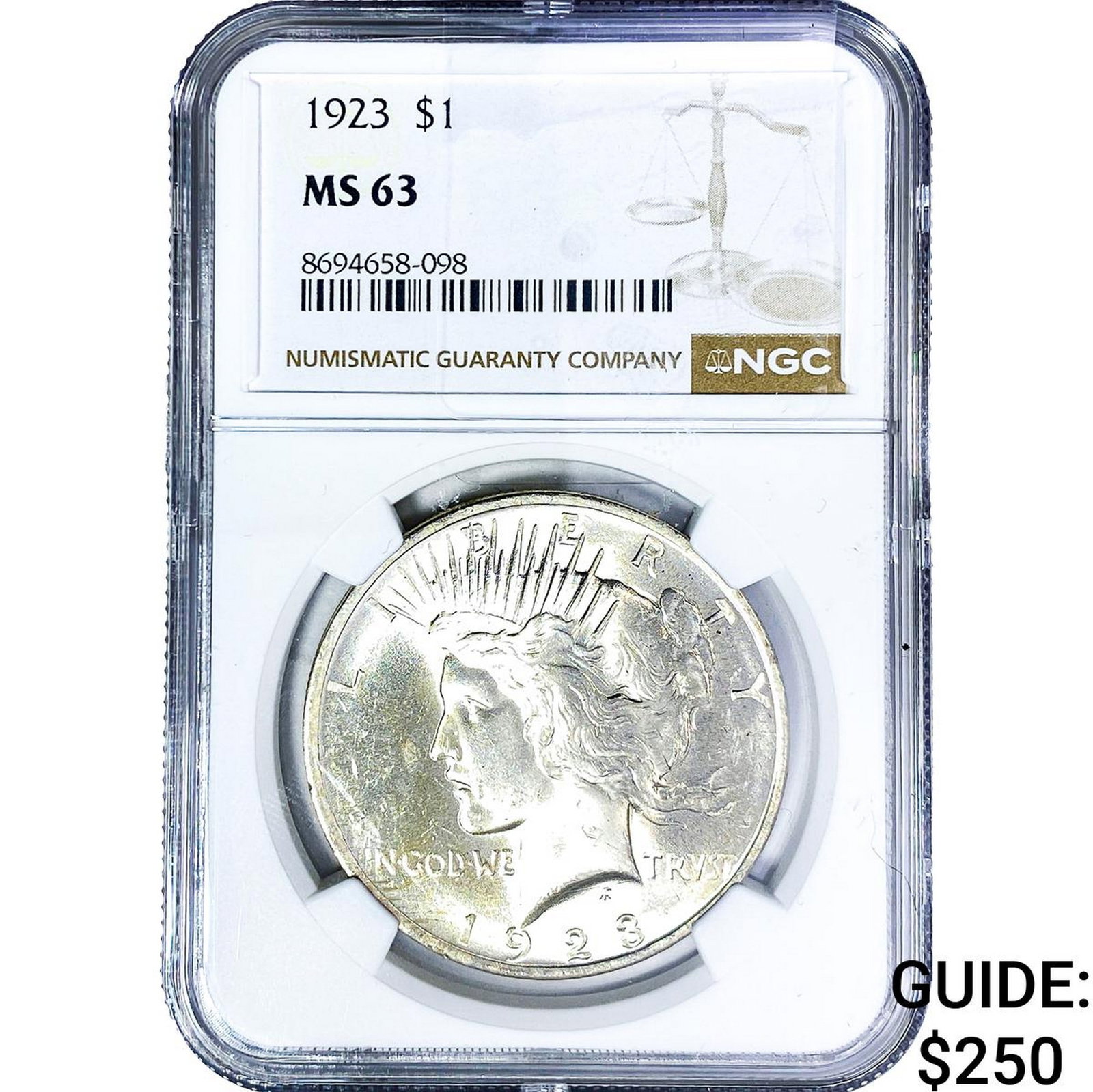 1923 Silver Peace Dollar NGC MS63 (1 of 2)