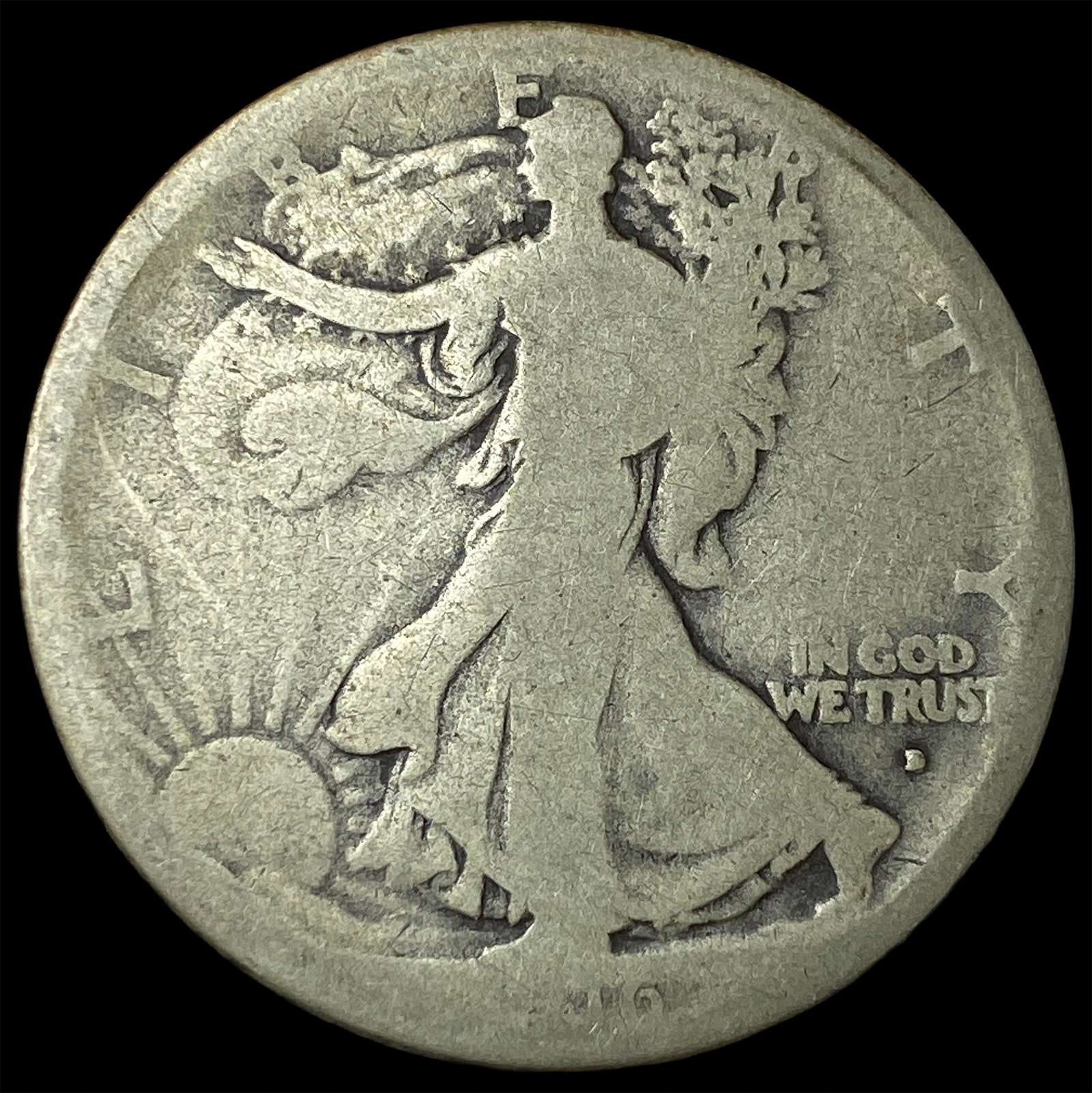 1916-D Silver Walking Liberty Half Dollar NICELY CIRCULATED (1 of 2)
