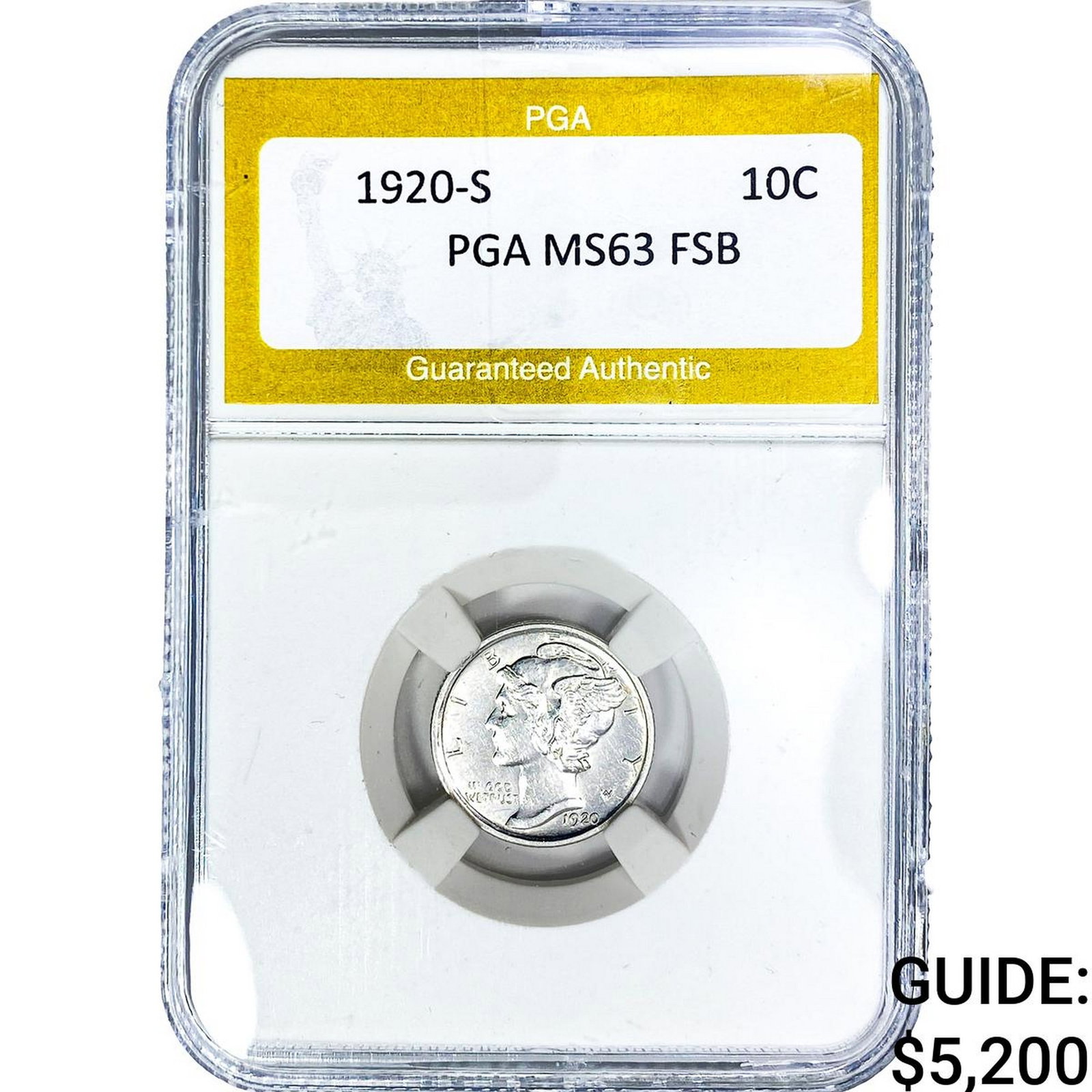 1920-S Mercury Silver Dime PGA MS63 FSB (1 of 2)