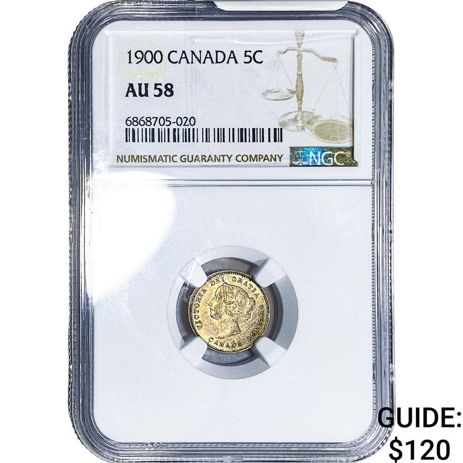 1900 Canada Silver 5 Cents NGC AU58 (1 of 2)