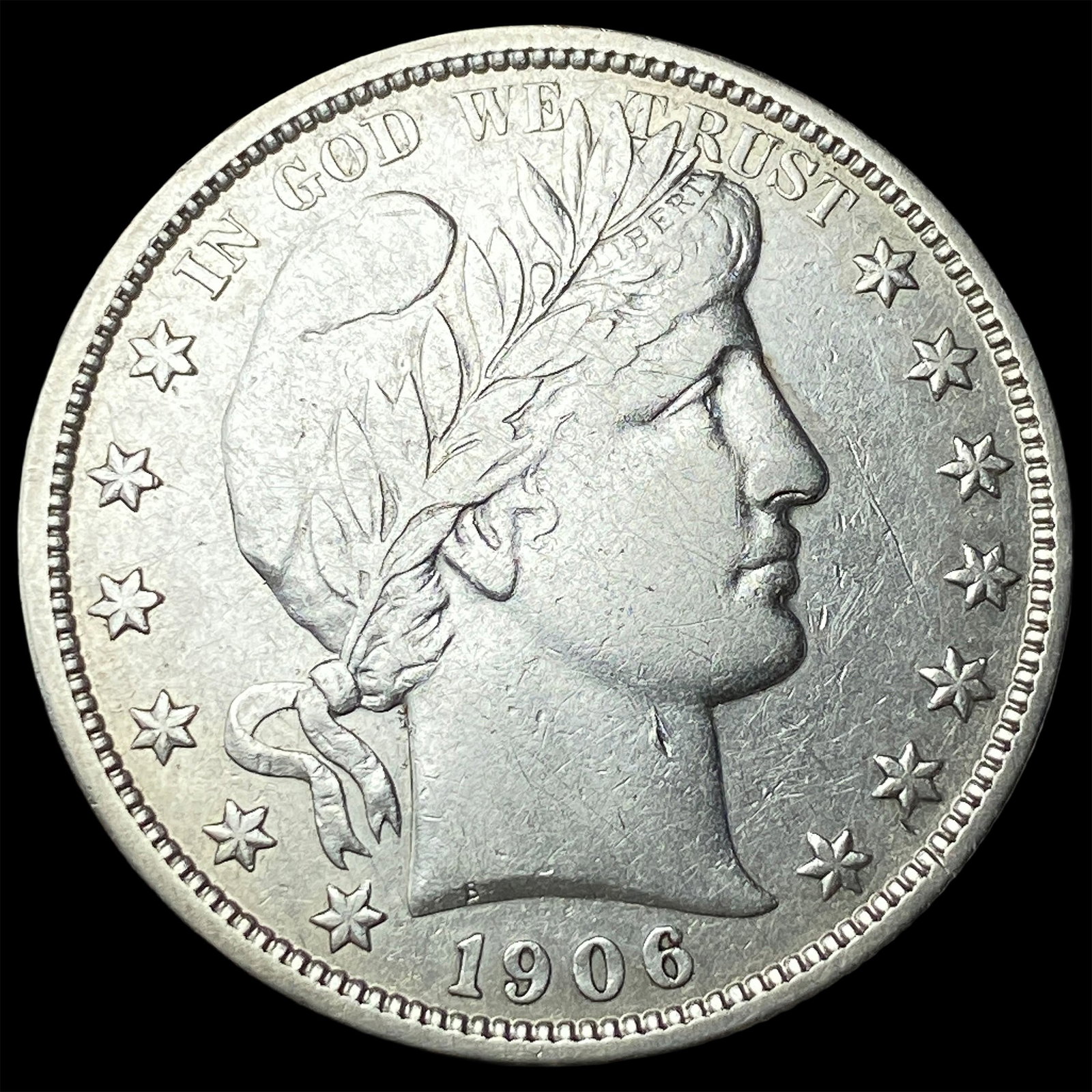 1906-O Silver Barber Half Dollar CLOSELY UNCIRCULATED: 1906-O Silver Barber Half Dollar CLOSELY UNCIRCULATED