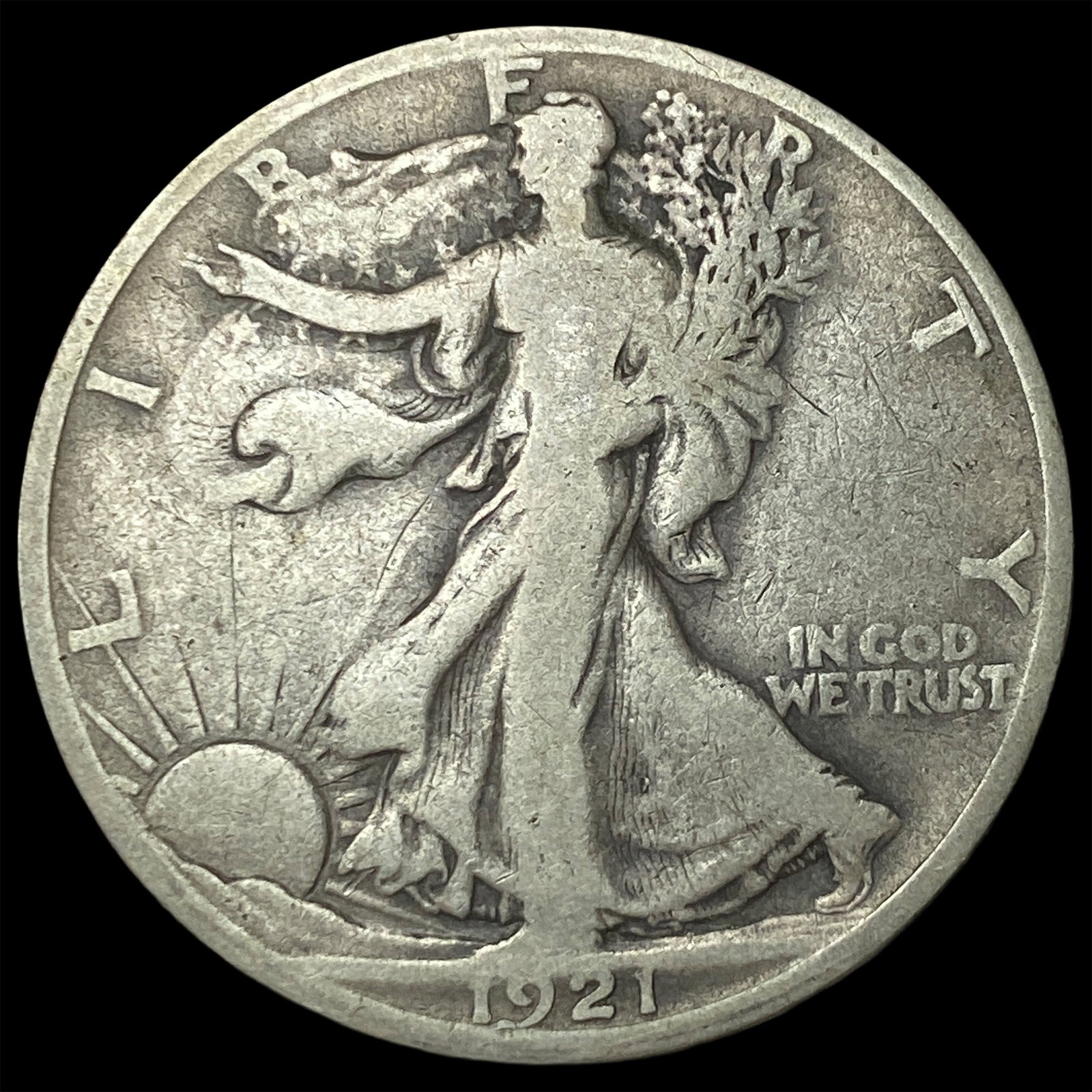 1921-S Silver Walking Liberty Half Dollar LIGHTLY CIRCULATED: 1921-S Silver Walking Liberty Half Dollar LIGHTLY CIRCULATED