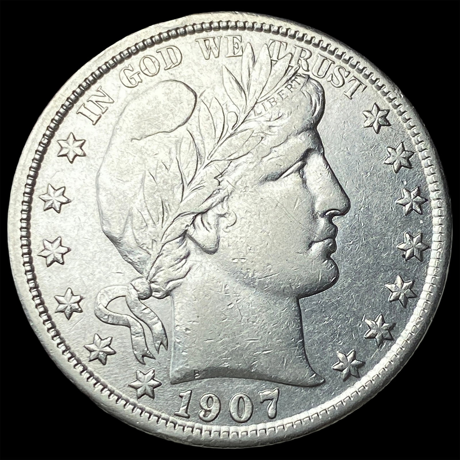 1907-S Silver Barber Half Dollar CLOSELY UNCIRCULATED: 1907-S Silver Barber Half Dollar CLOSELY UNCIRCULATED