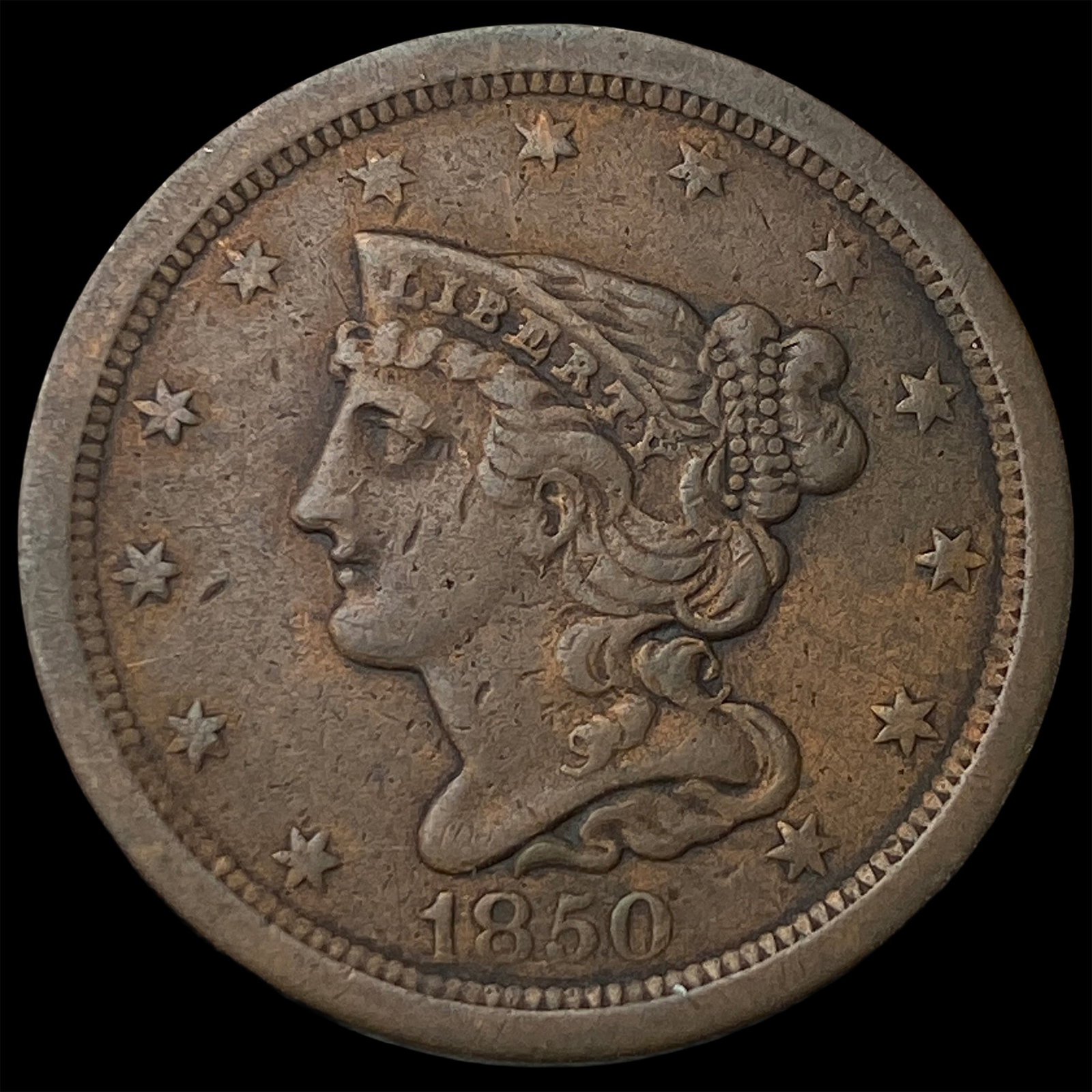 1850 Braided Hair Half Cent LIGHTLY CIRCULATED: 1850 Braided Hair Half Cent LIGHTLY CIRCULATED