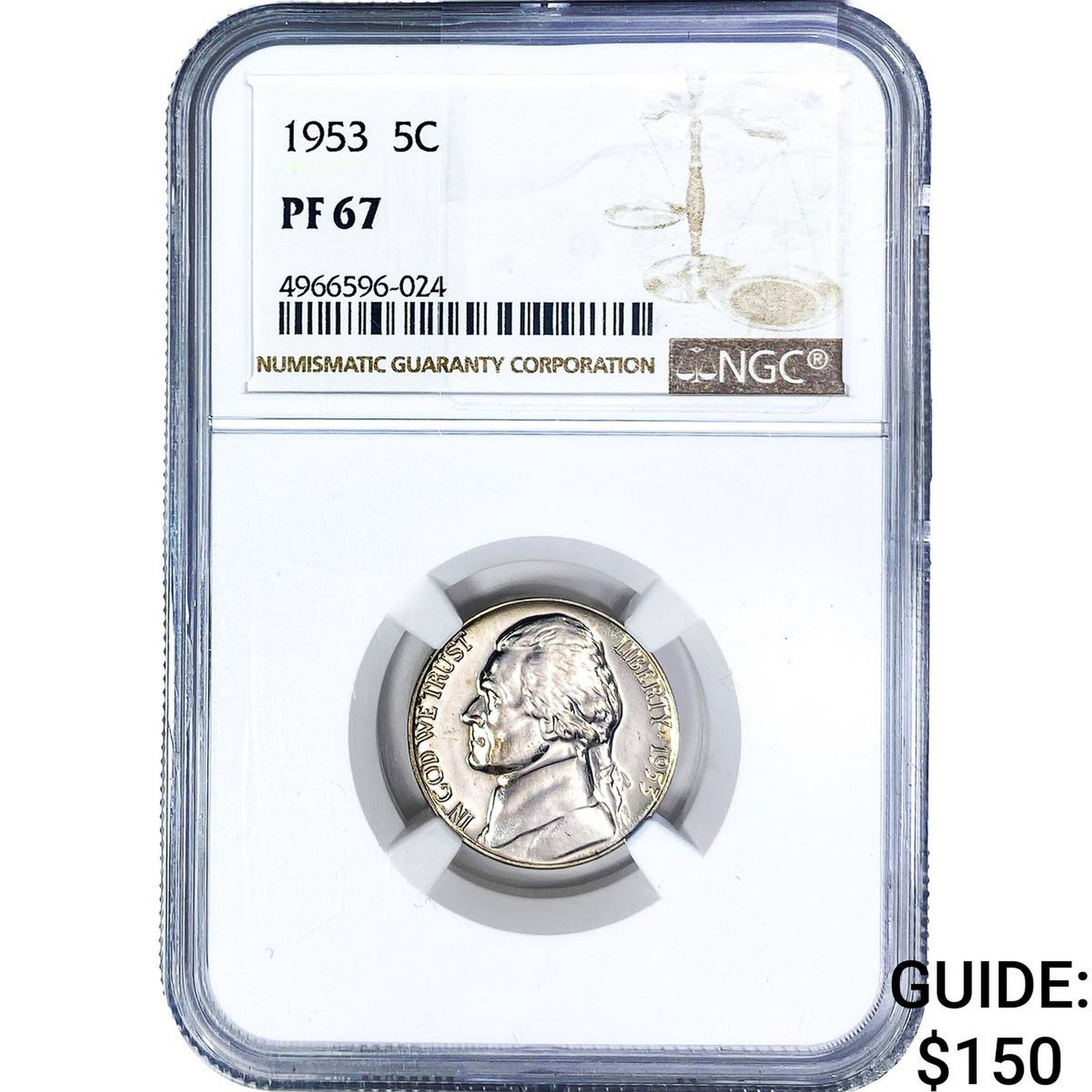 1953 Jefferson Nickel NGC PF67: 1953 Jefferson Nickel NGC PF67