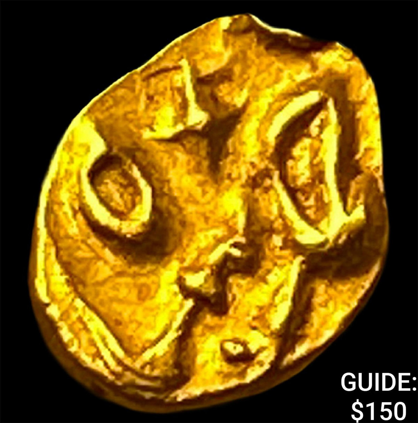 1748-1754 Mughal Ahmad Shah Bahadur Gold 1/2 Fanam (1 of 2)