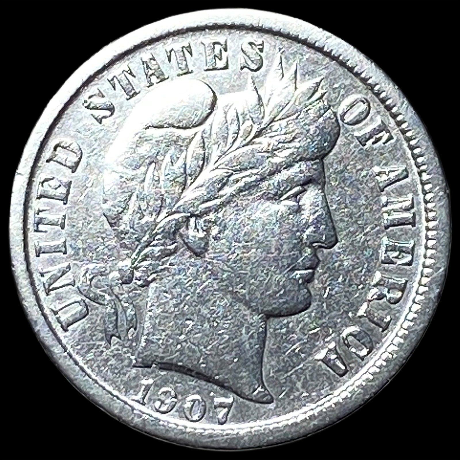 1907-O Silver Barber Dime NEARLY UNCIRCULATED (1 of 2)