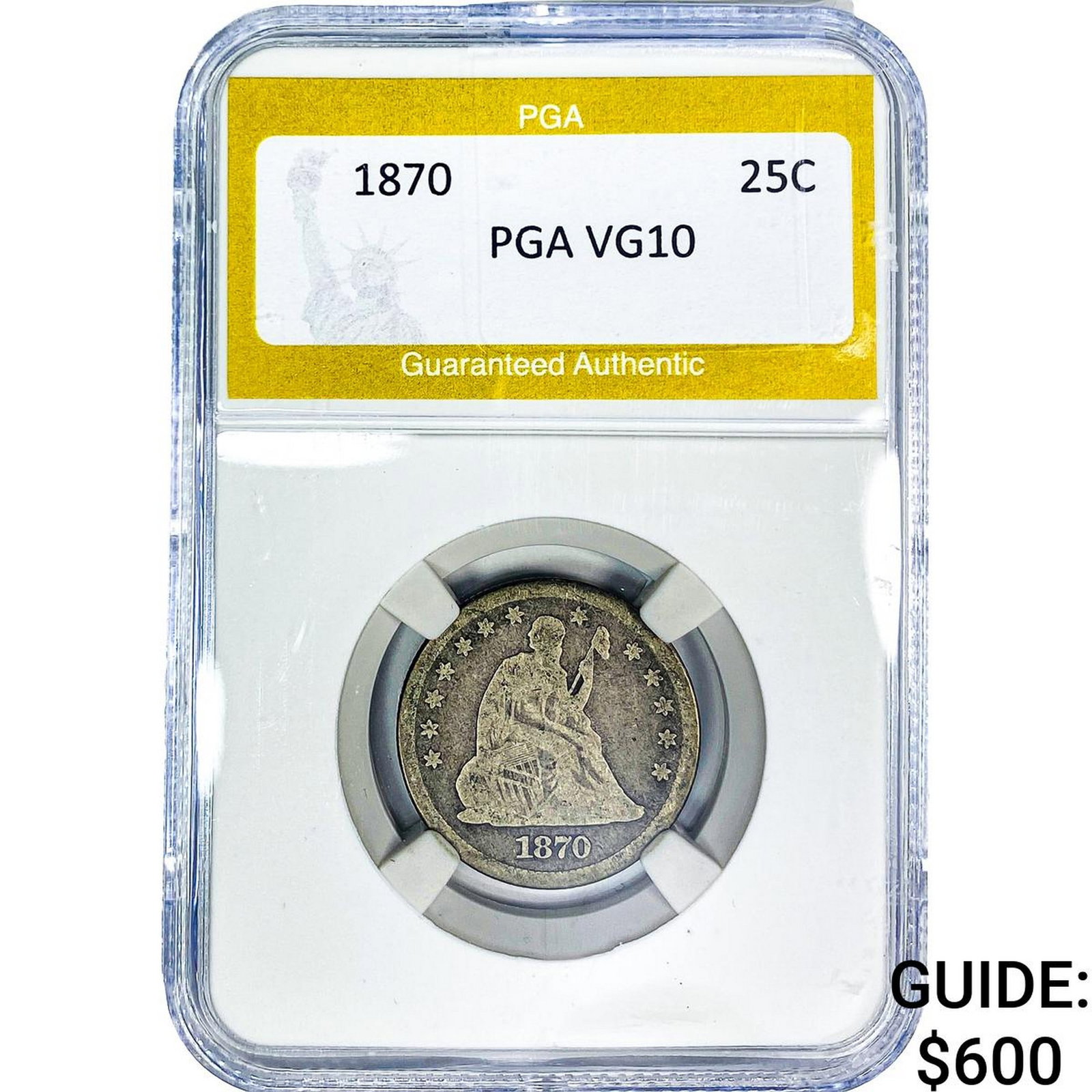 1870 Seated Liberty Quarter PGA VG10 (1 of 2)