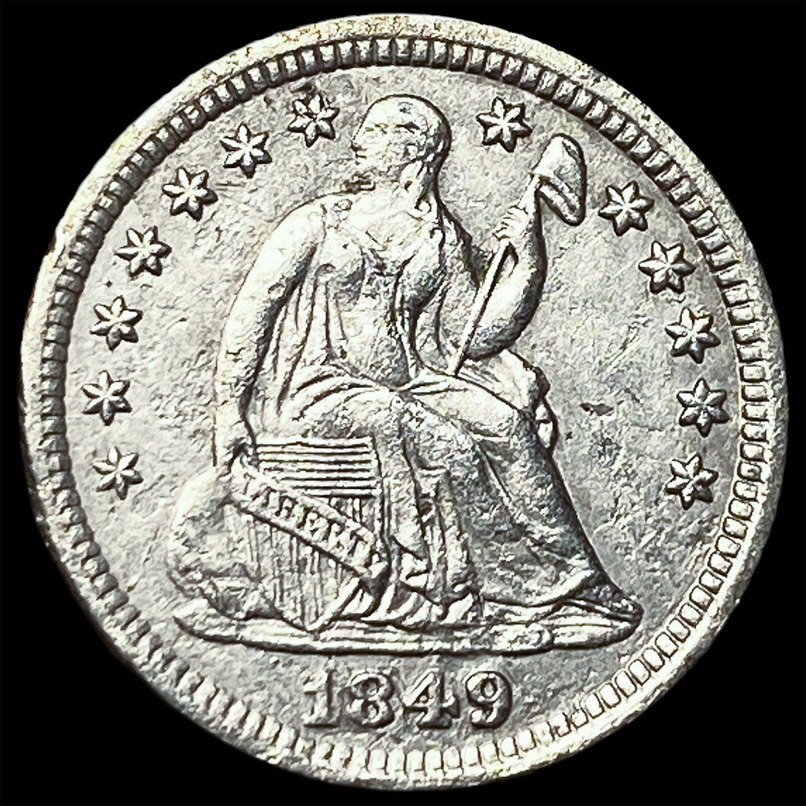 1849 Seated Liberty Silver Half Dime CHOICE AU (1 of 2)