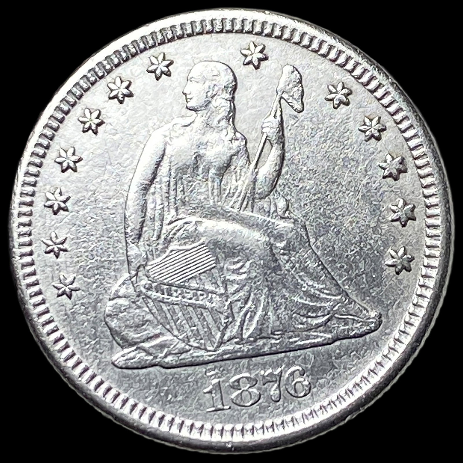 1876 Silver Seated Liberty Quarter CLOSELY UNCIRCULATED: 1876 Silver Seated Liberty Quarter CLOSELY UNCIRCULATED
