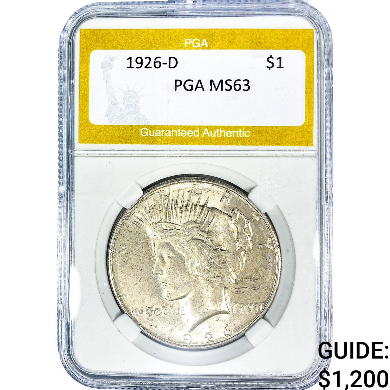 1926-D Silver Peace Dollar PGA MS63: 1926-D Silver Peace Dollar PGA MS63