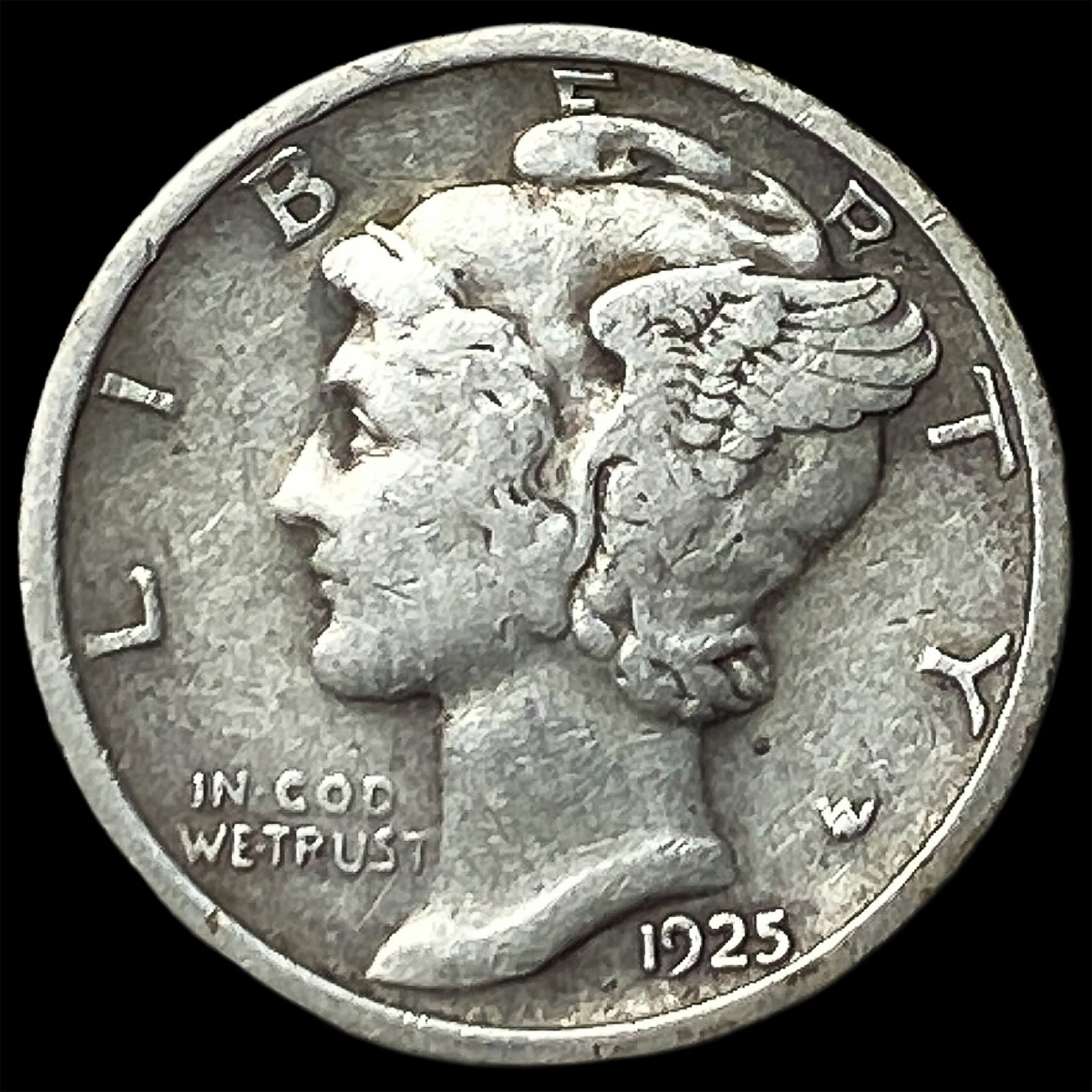 1925-D Silver Mercury Dime CLOSELY UNCIRCULATED: 1925-D Silver Mercury Dime CLOSELY UNCIRCULATED
