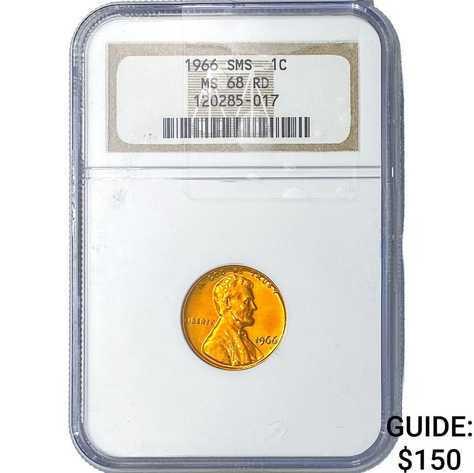 1966 Wheat Cent NGC MS68 RD