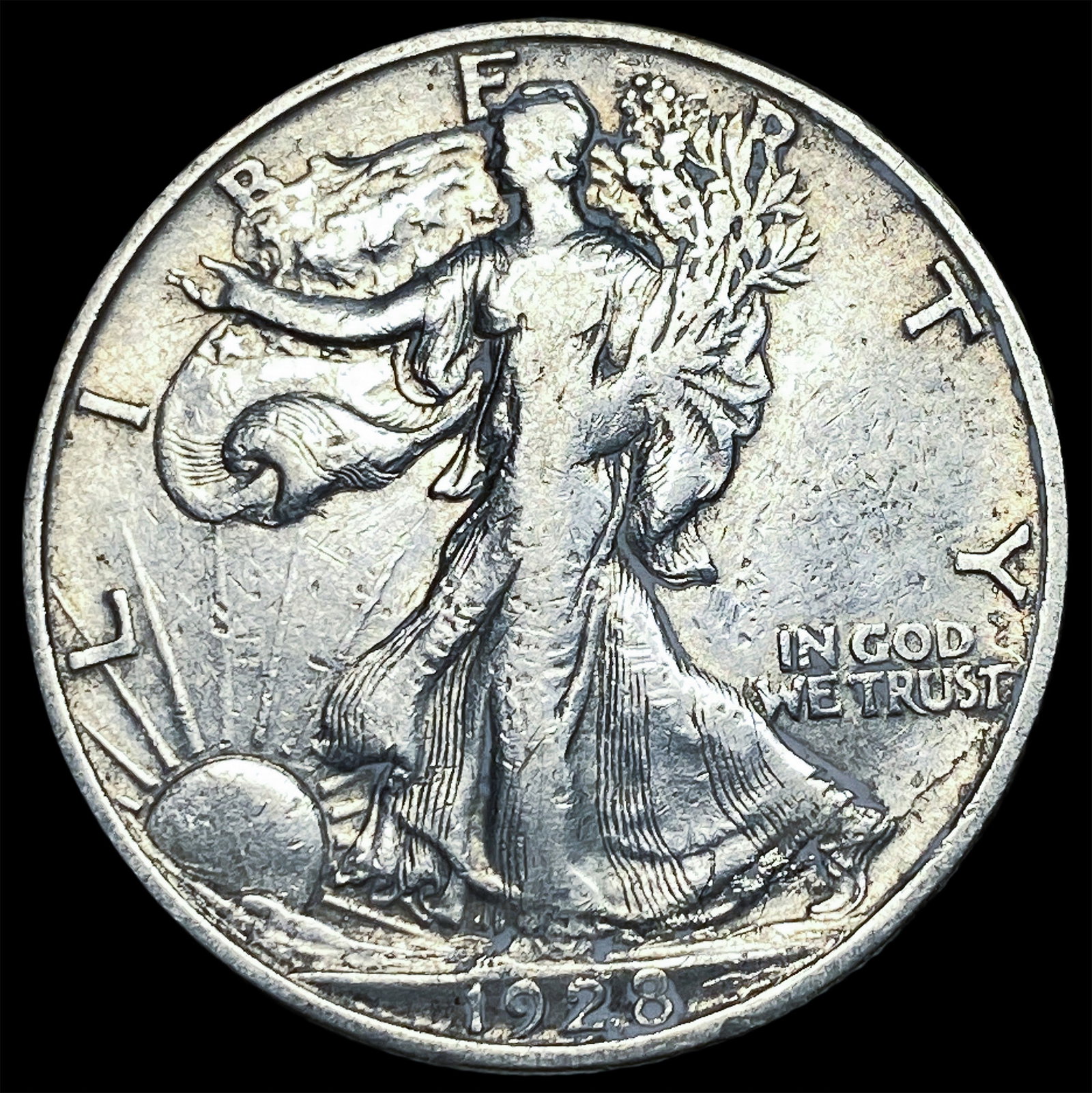 1928-S Silver Walking Liberty Half Dollar CLOSELY UNCIRCULATED: 1928-S Silver Walking Liberty Half Dollar CLOSELY UNCIRCULATED