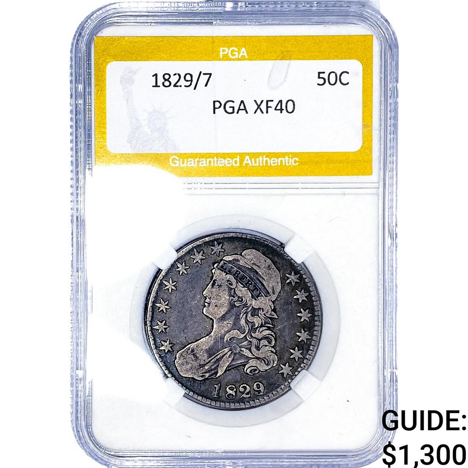 1823/7 Capped Bust Half Dollar PGA XF40 (1 of 2)