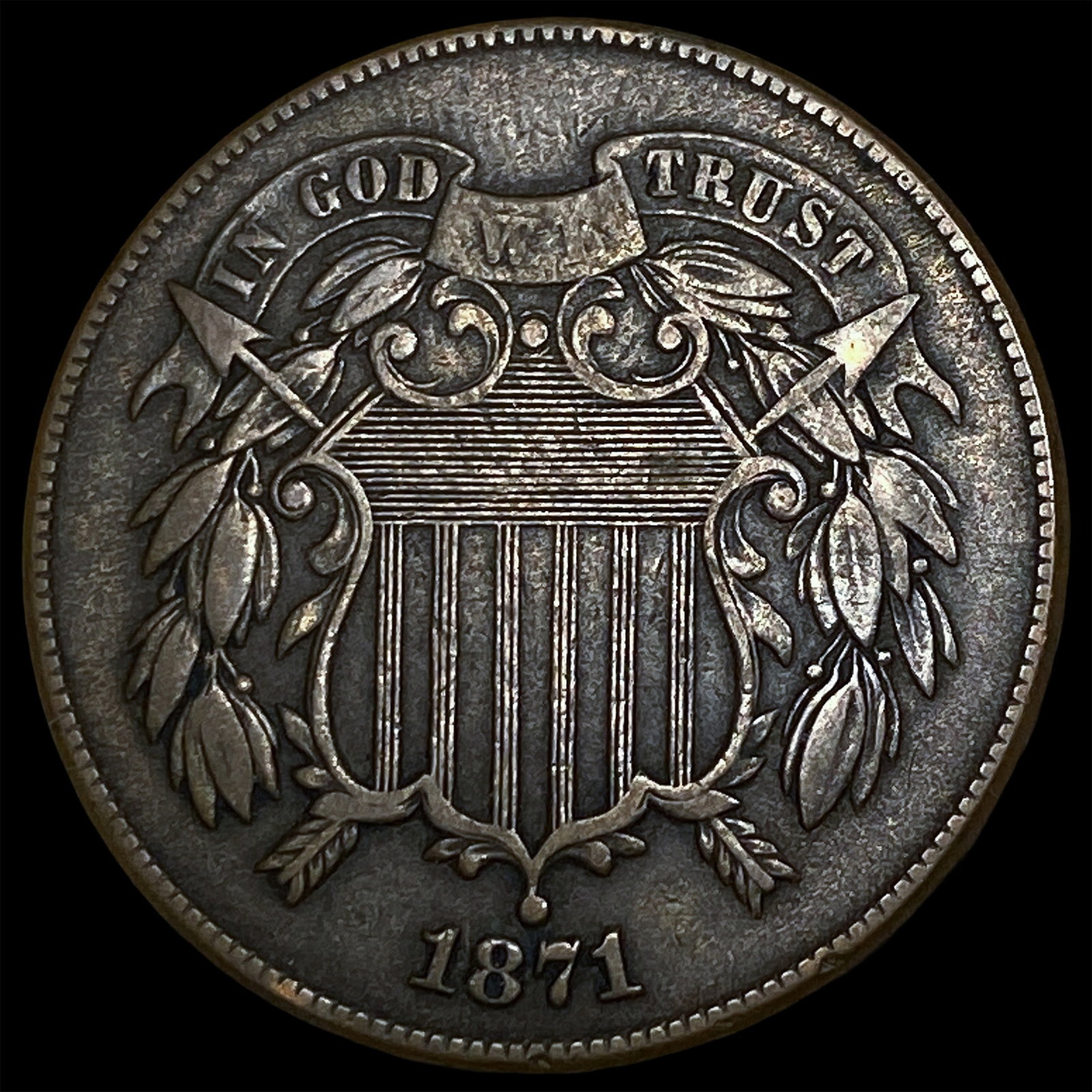 1871 Two-Cent Piece NEARLY UNCIRCULATED: 1871 Two-Cent Piece NEARLY UNCIRCULATED