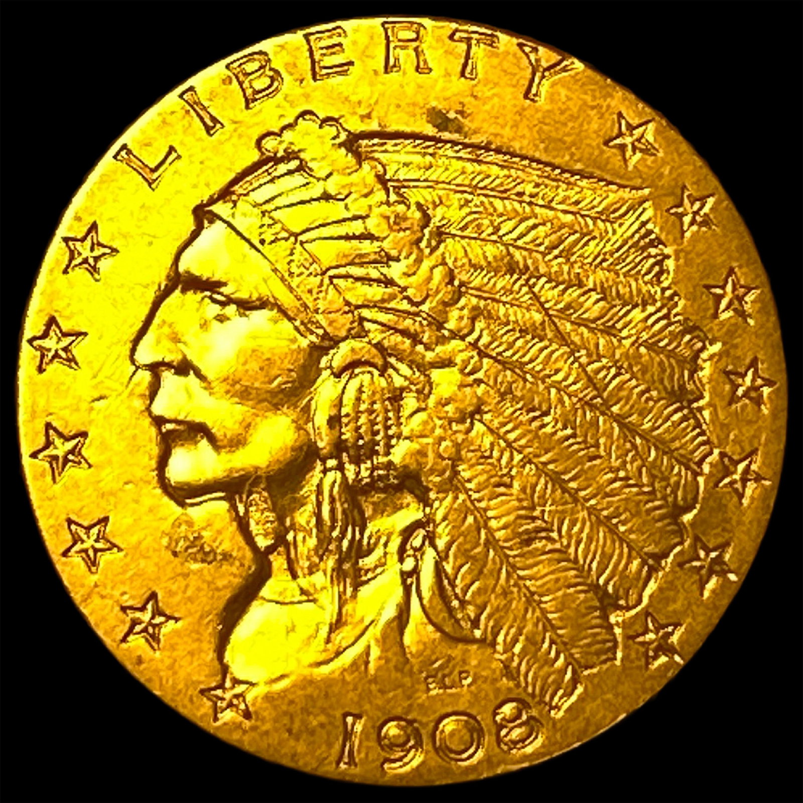 1908 Indian Head Gold $2.50 Quarter Eagle UNCIRCULATED: 1908 Indian Head Gold $2.50 Quarter Eagle UNCIRCULATED