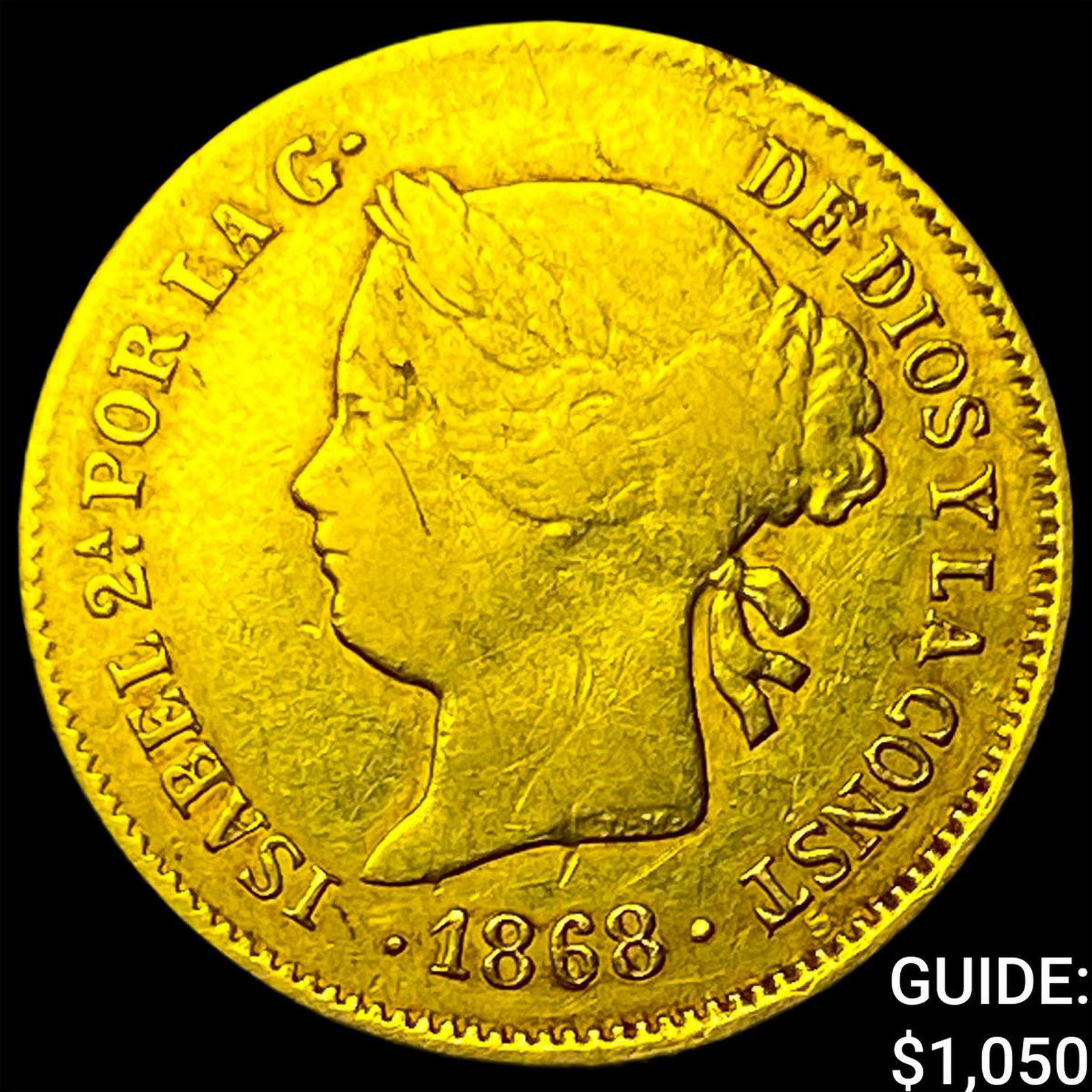 1868 Philippines Gold 1 Peso .0476oz AGW: 1868 Philippines Gold 1 Peso .0476oz AGW