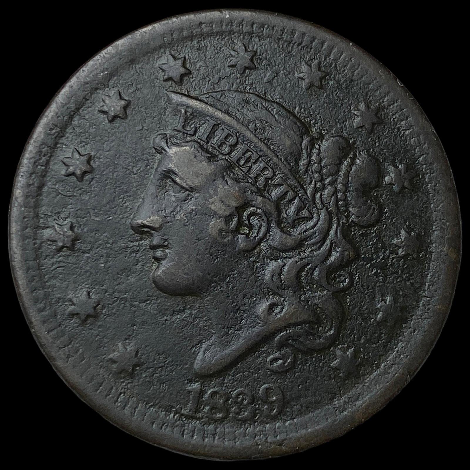 1839 Coronet Head Large Cent LIGHTLY CIRCULATED: 1839 Coronet Head Large Cent LIGHTLY CIRCULATED
