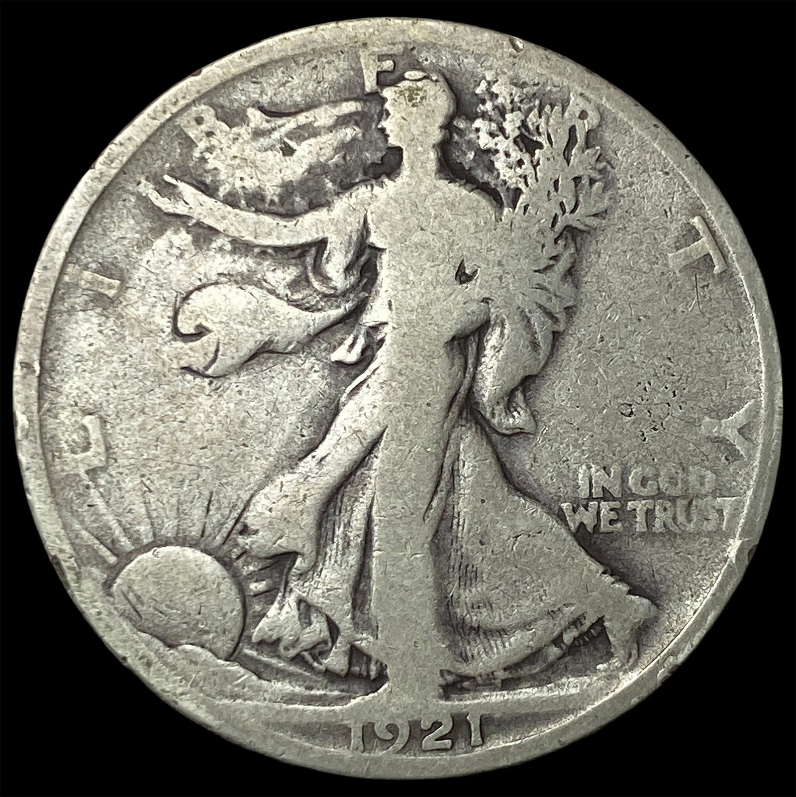1921 Silver Walking Liberty Half Dollar NICELY CIRCULATED: 1921 Silver Walking Liberty Half Dollar NICELY CIRCULATED