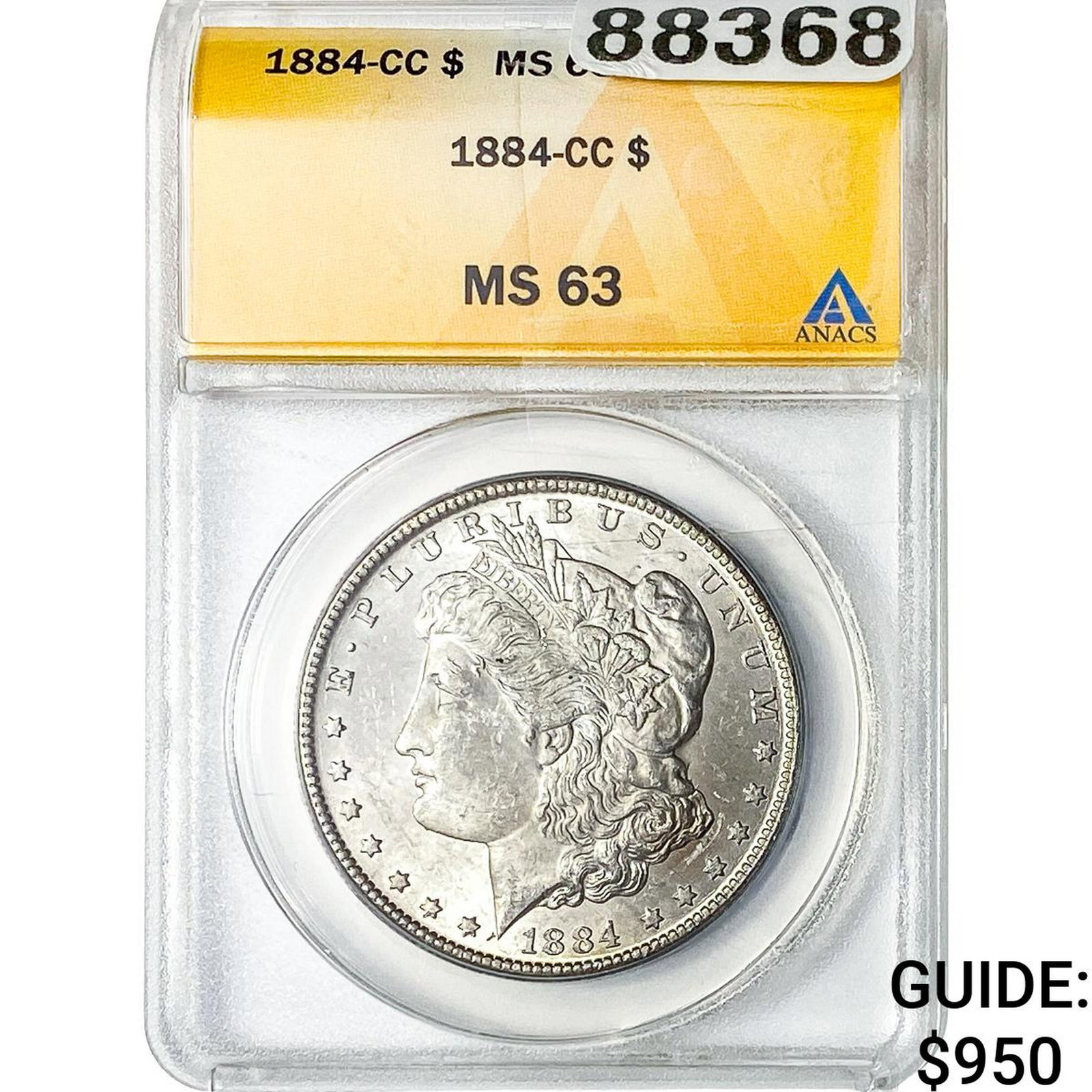 1884-CC Morgan Silver Dollar ANACS MS63: 1884-CC Morgan Silver Dollar ANACS MS63