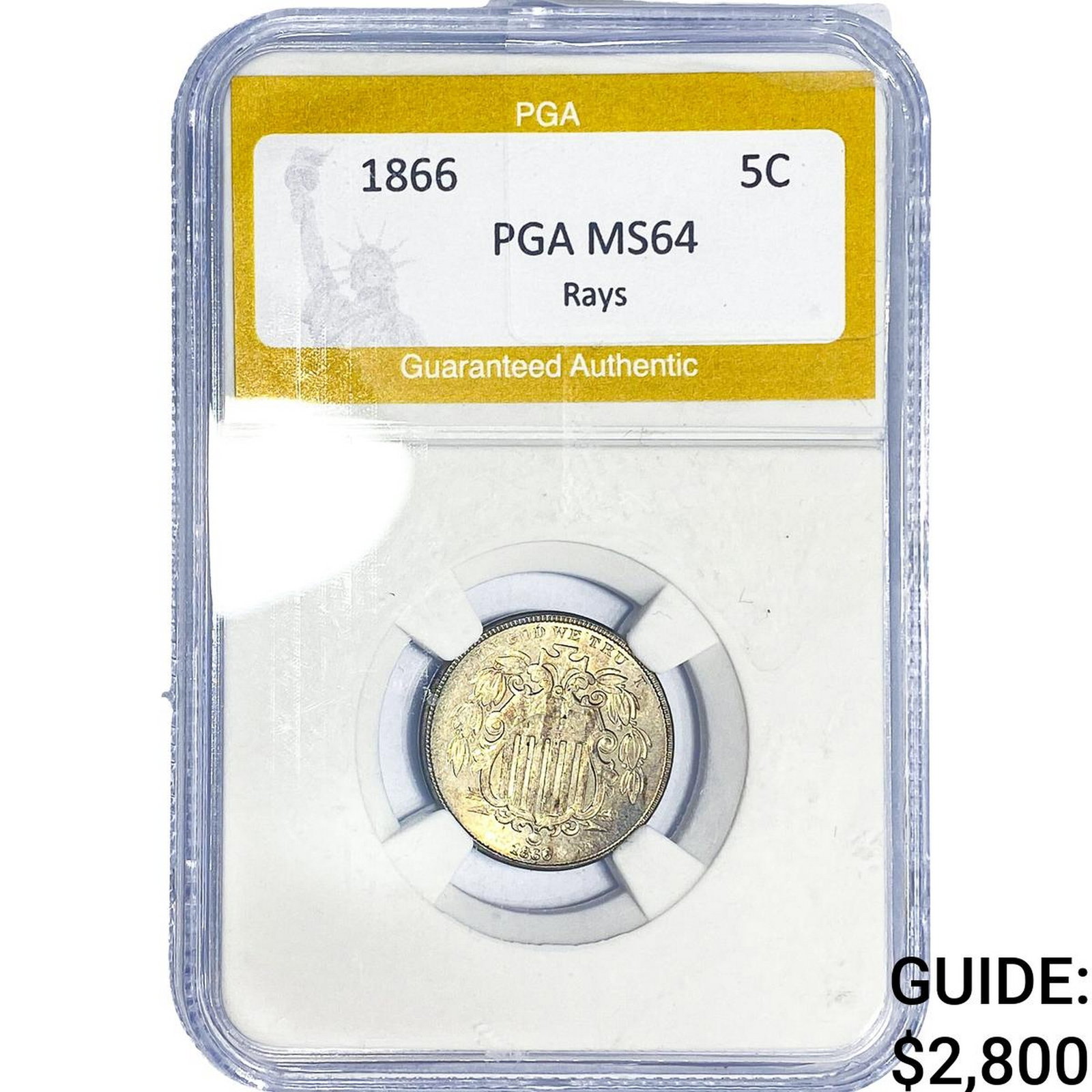 1866 Shield Nickel PGA MS64 Rays (1 of 2)