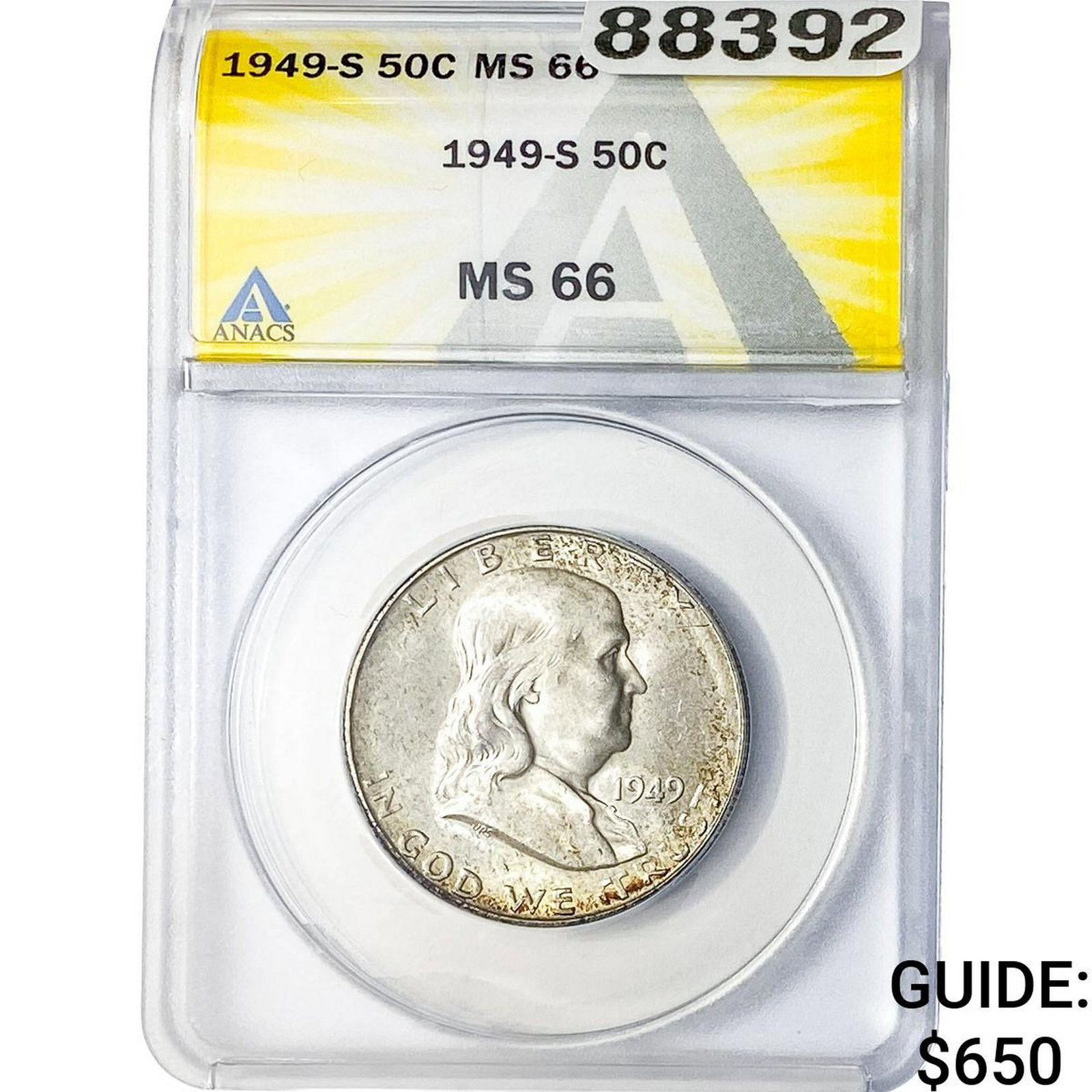 1949-S Franklin Half Dollar ANACS MS66 (1 of 2)