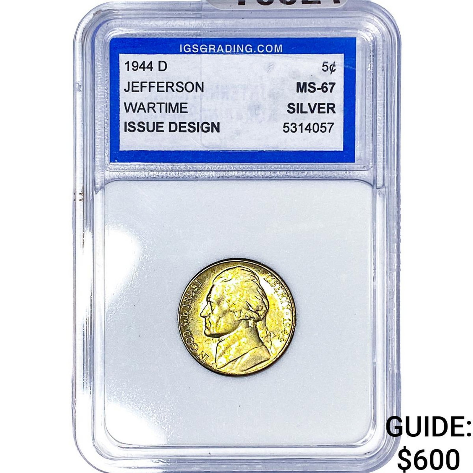 1944-D Jefferson Nickel IGS MS67: 1944-D Jefferson Nickel IGS MS67