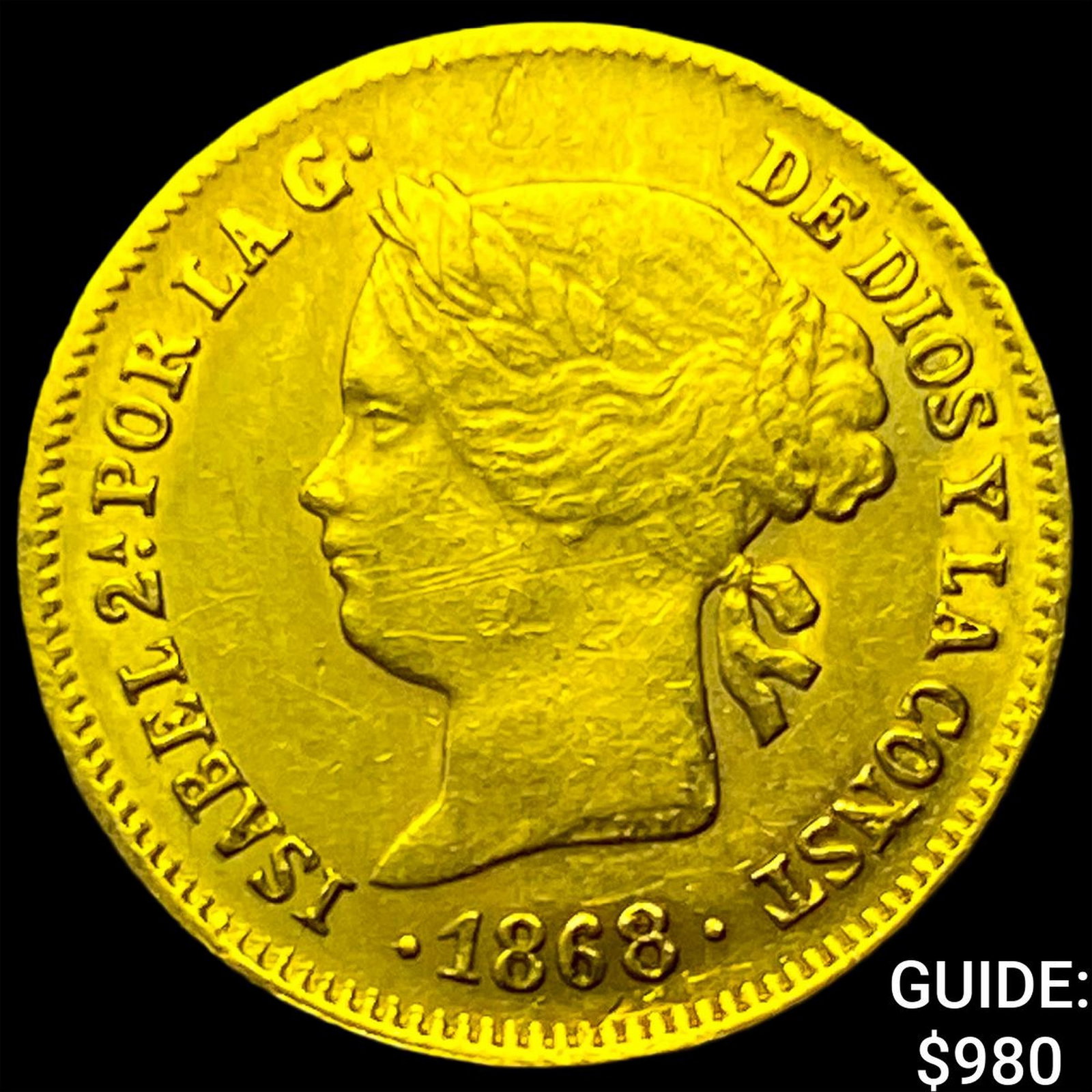 1868 Philippines Gold 1 Peso .0476oz AGW: 1868 Philippines Gold 1 Peso .0476oz AGW