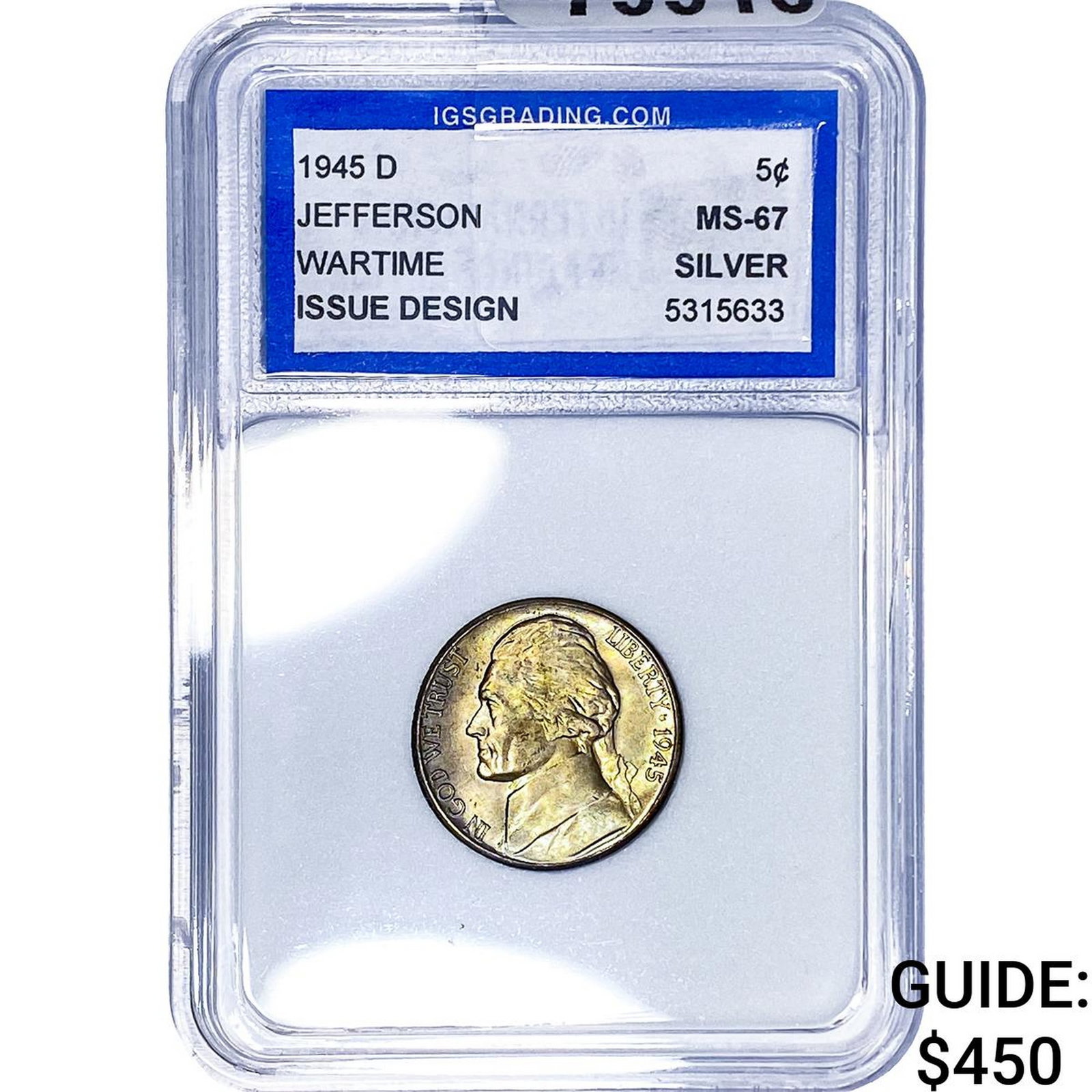 1945-D Jefferson Nickel IGS MS67: 1945-D Jefferson Nickel IGS MS67