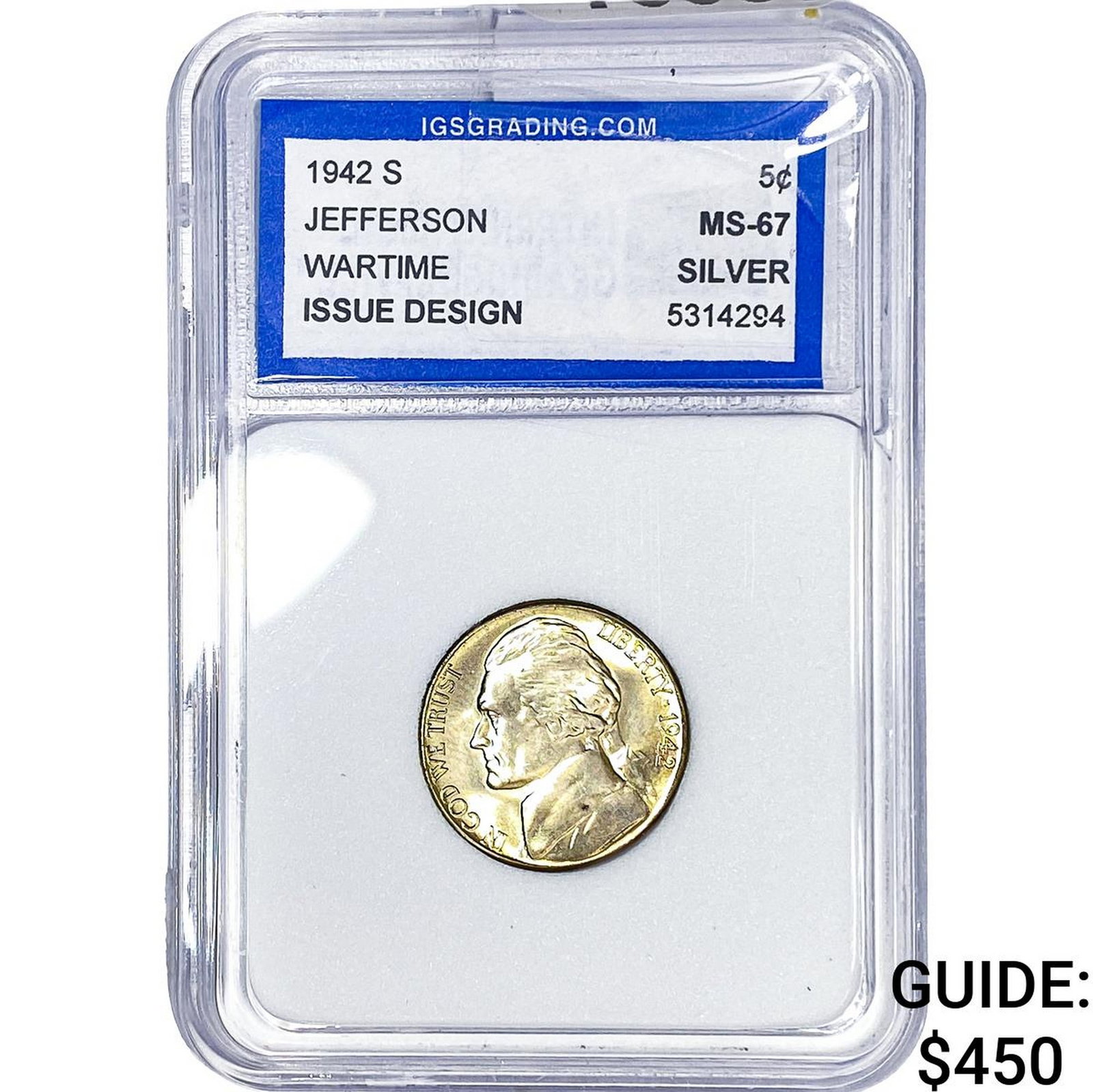 1942-S Jefferson Nickel IGS MS67 (1 of 2)