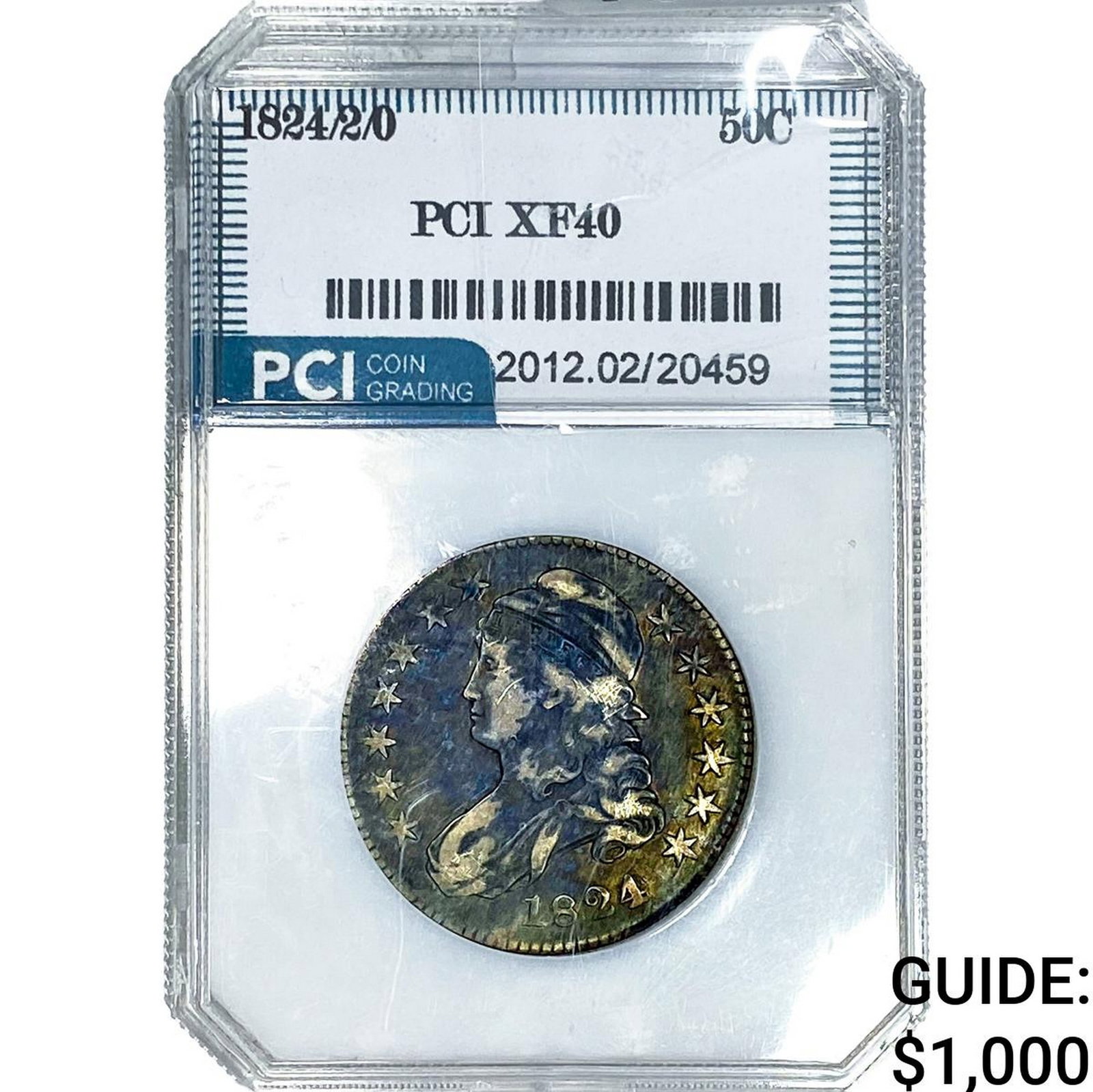 1824 Capped Bust Half Dollar PCI XF40: 1824 Capped Bust Half Dollar PCI XF40