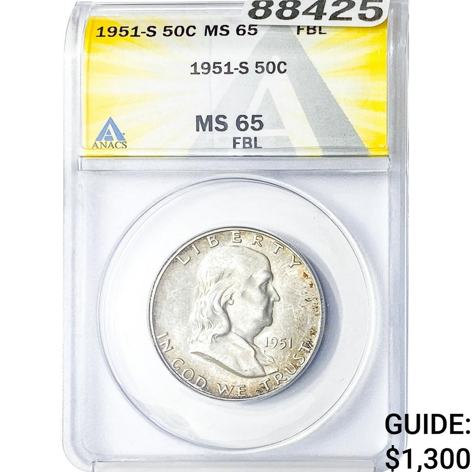 1951-S Franklin Half Dollar ANACS MS65 FBL (1 of 2)