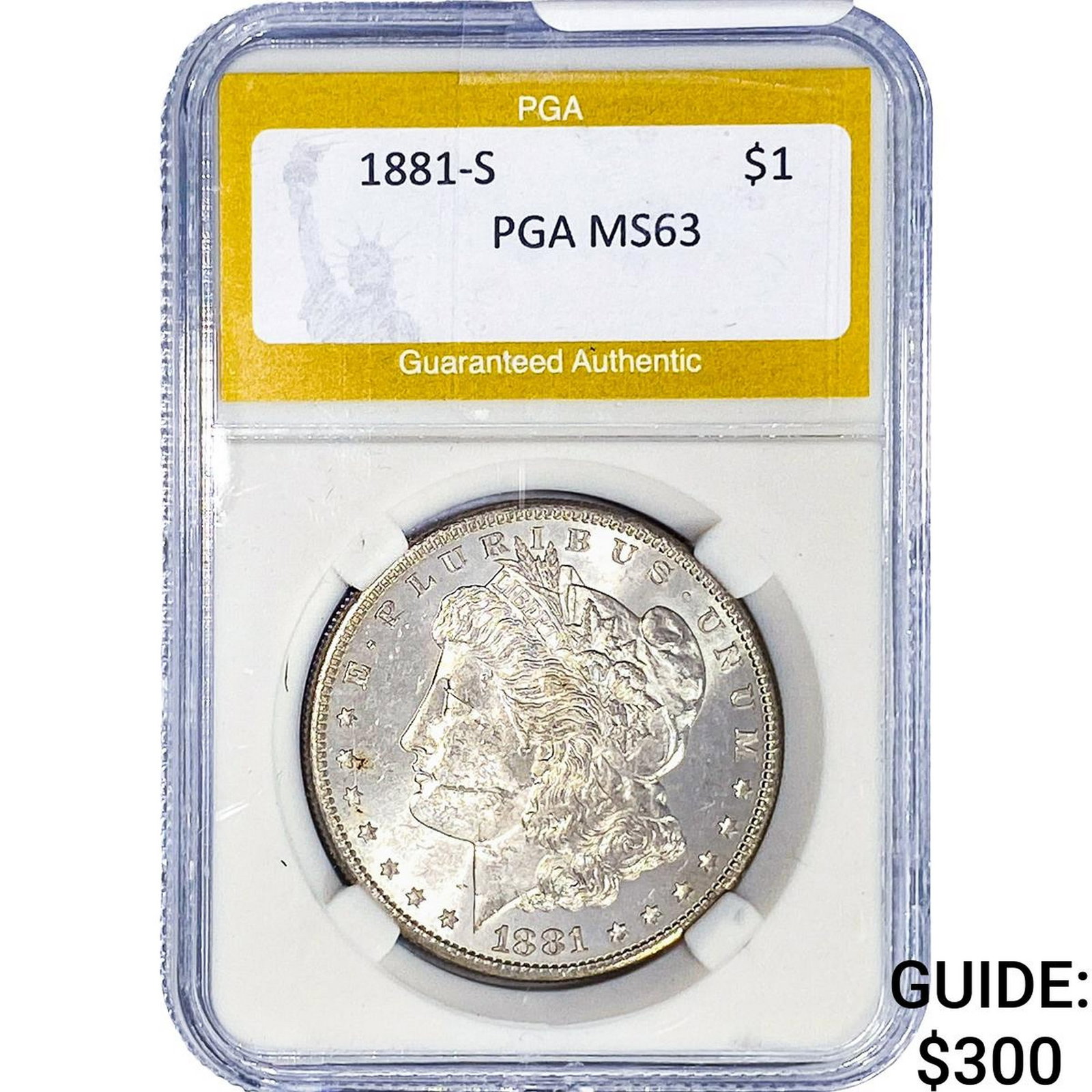 1881-S Morgan Silver Dollar PGA MS63: 1881-S Morgan Silver Dollar PGA MS63