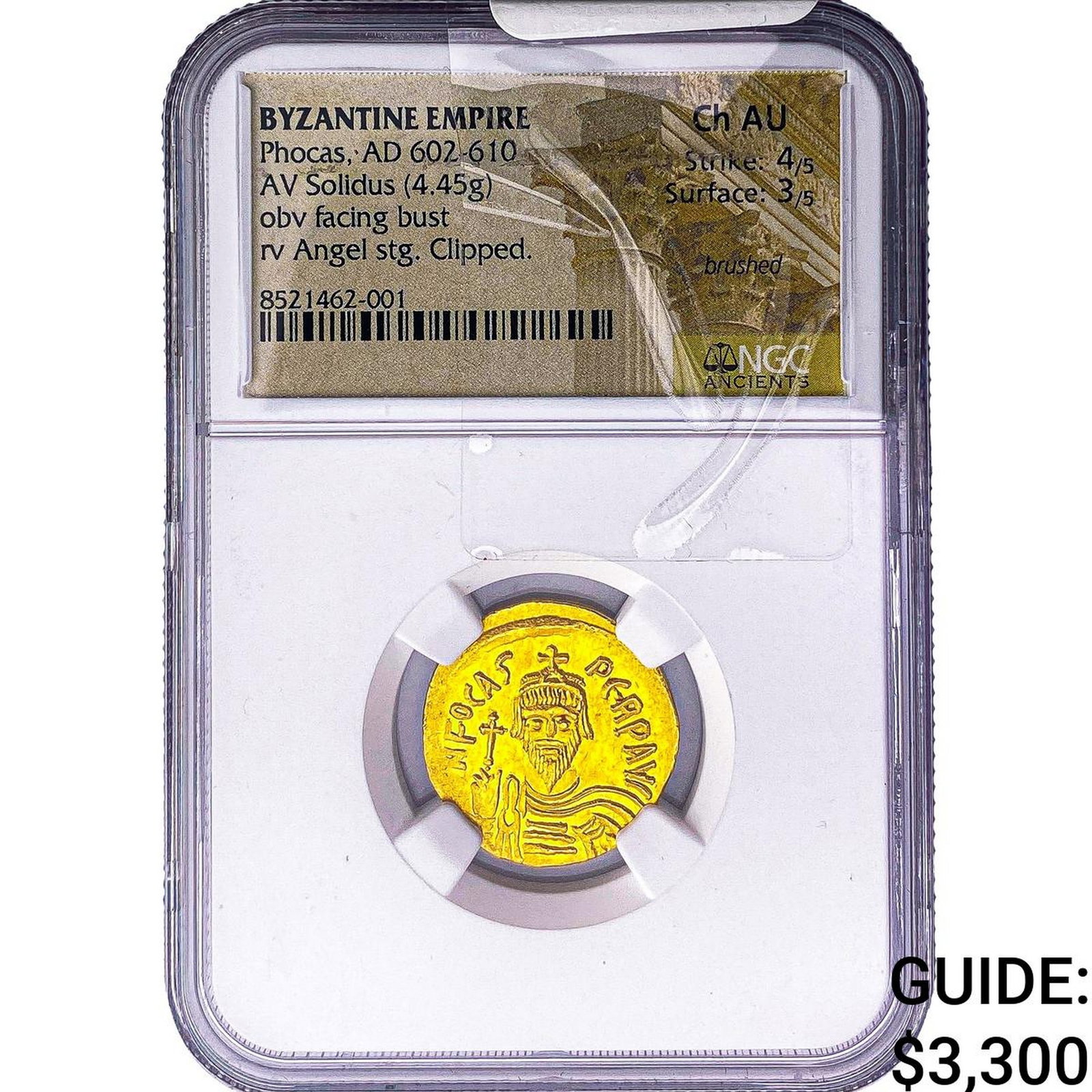 Byzantine Phocas 602-610 AD Gold Solidus NGC Ch AU Clipped (1 of 2)
