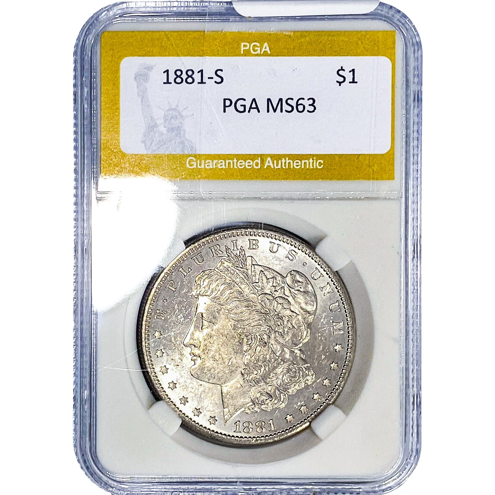 1881-S Morgan Silver Dollar PGA MS63: 1881-S Morgan Silver Dollar PGA MS63