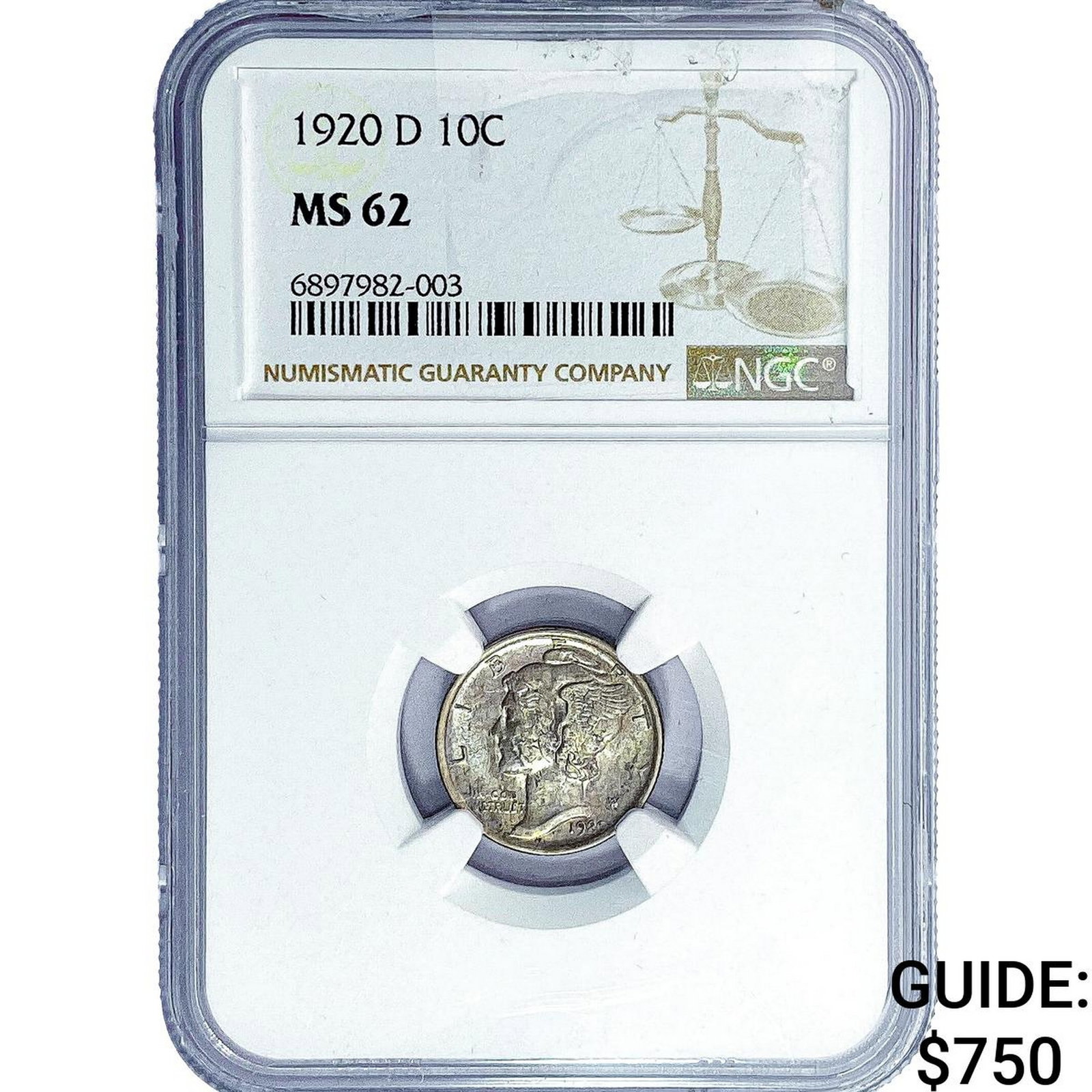 1920-D Mercury Silver Dime NGC MS62 (1 of 2)