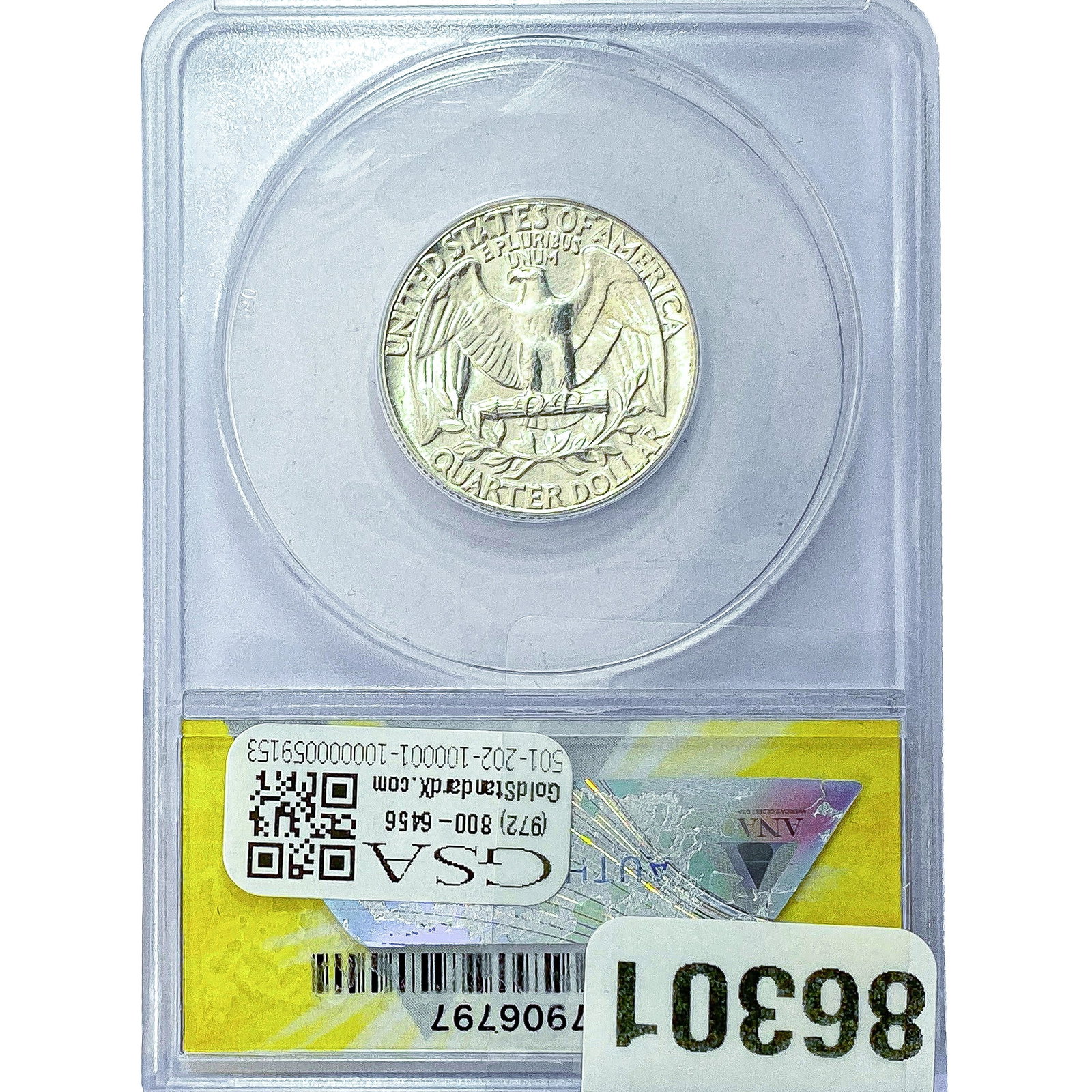 1960 Washington Silver Quarter ANACS MS62 - 2