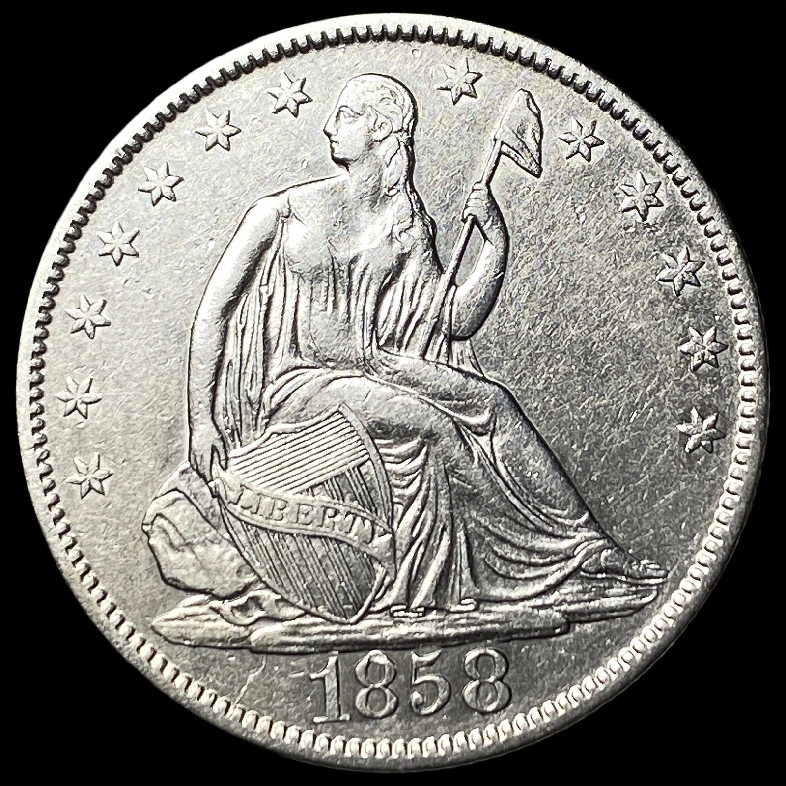 1858-O Silver Half Dollar UNCIRCULATED: 1858-O Silver Half Dollar UNCIRCULATED