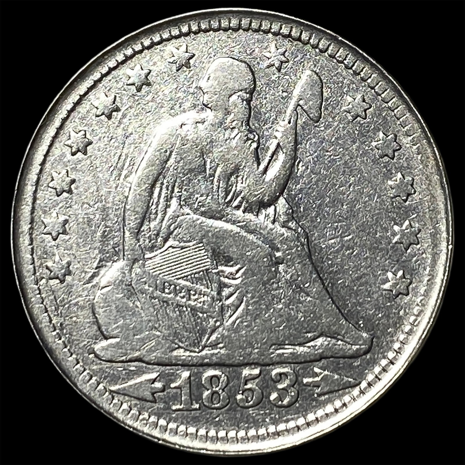 1853 Arrows Seated Liberty Quarter LIGHTLY CIRCULATED: 1853 Arrows Seated Liberty Quarter LIGHTLY CIRCULATED