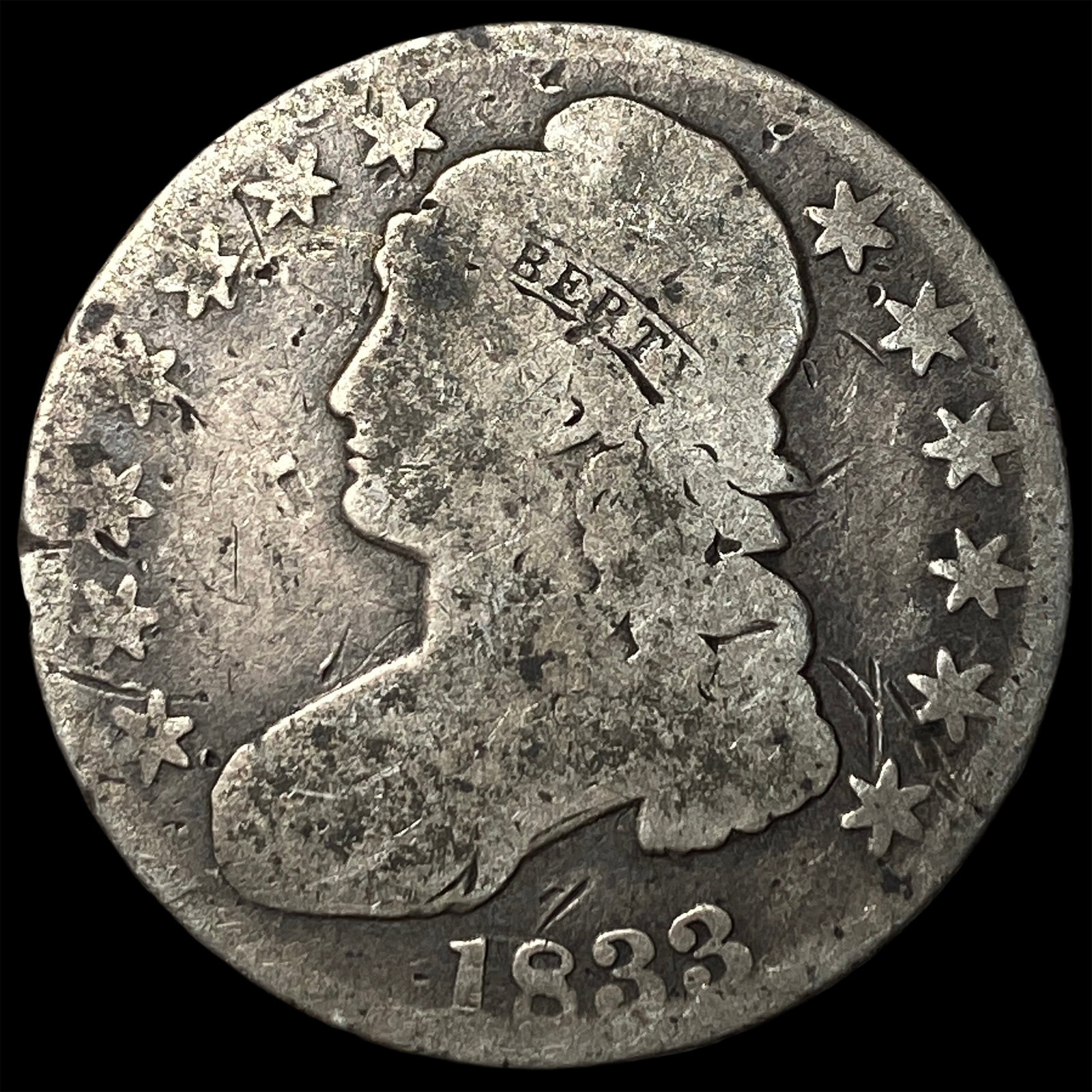 1833 Capped Bust Half Dollar NICELY CIRCULATED: 1833 Capped Bust Half Dollar NICELY CIRCULATED