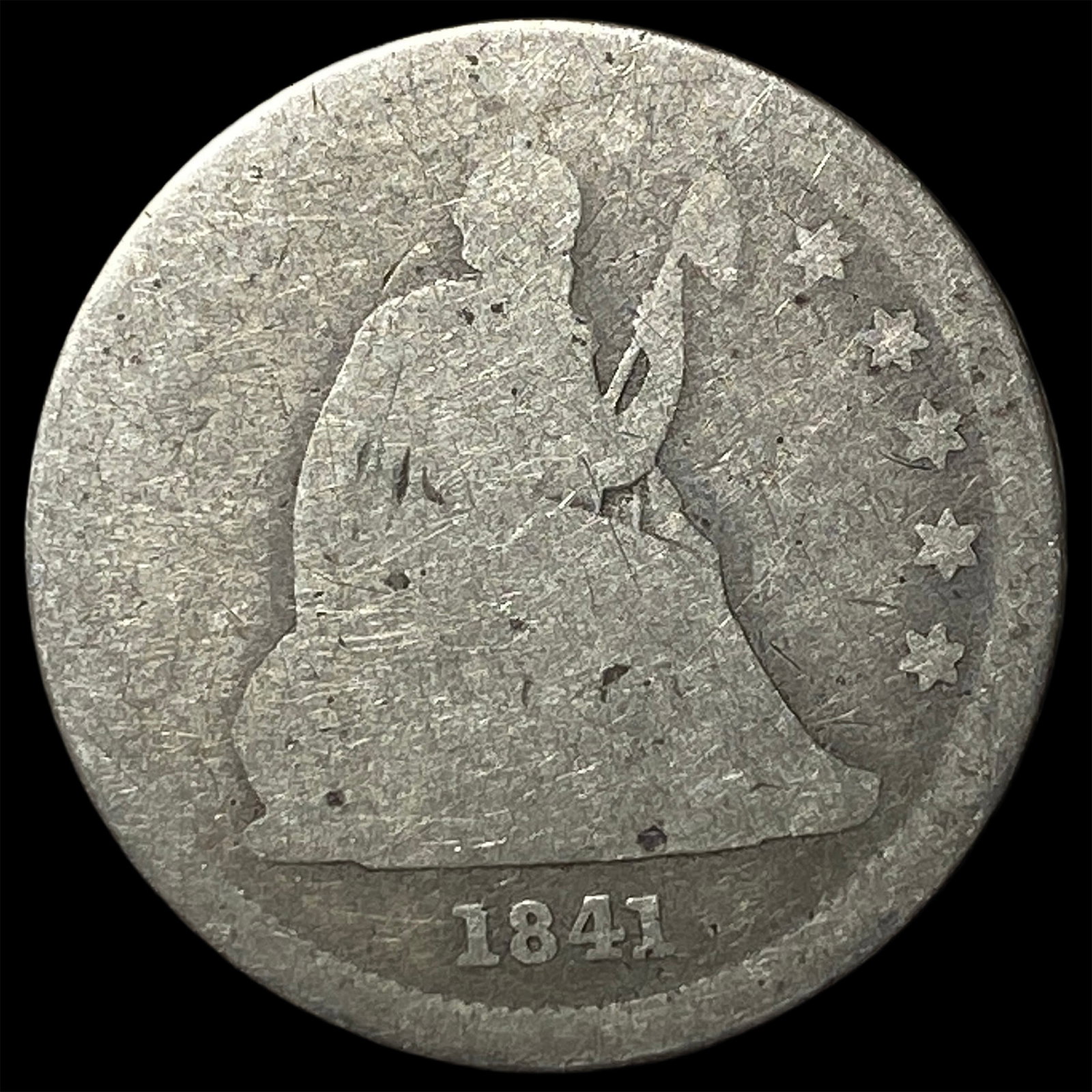 1841-O Silver Seated Liberty Quarter NICELY CIRCULATED: 1841-O Silver Seated Liberty Quarter NICELY CIRCULATED