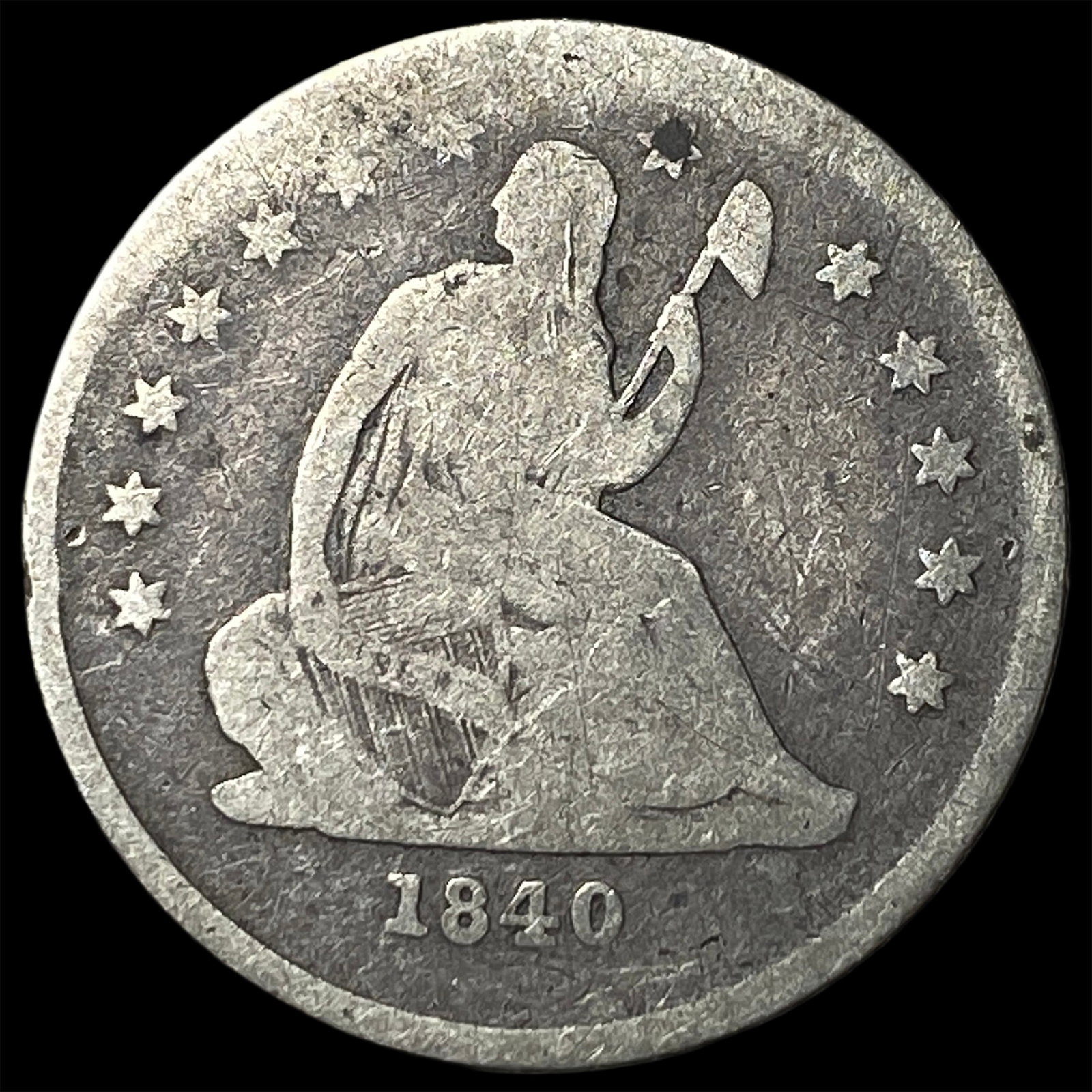 1840-O Silver Seated Liberty Quarter NICELY CIRCULATED (1 of 2)