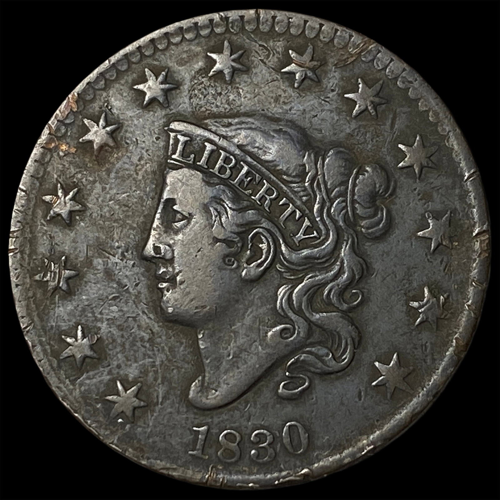 1830 Coronet Head Large Cent NEARLY UNCIRCULATED: 1830 Coronet Head Large Cent NEARLY UNCIRCULATED